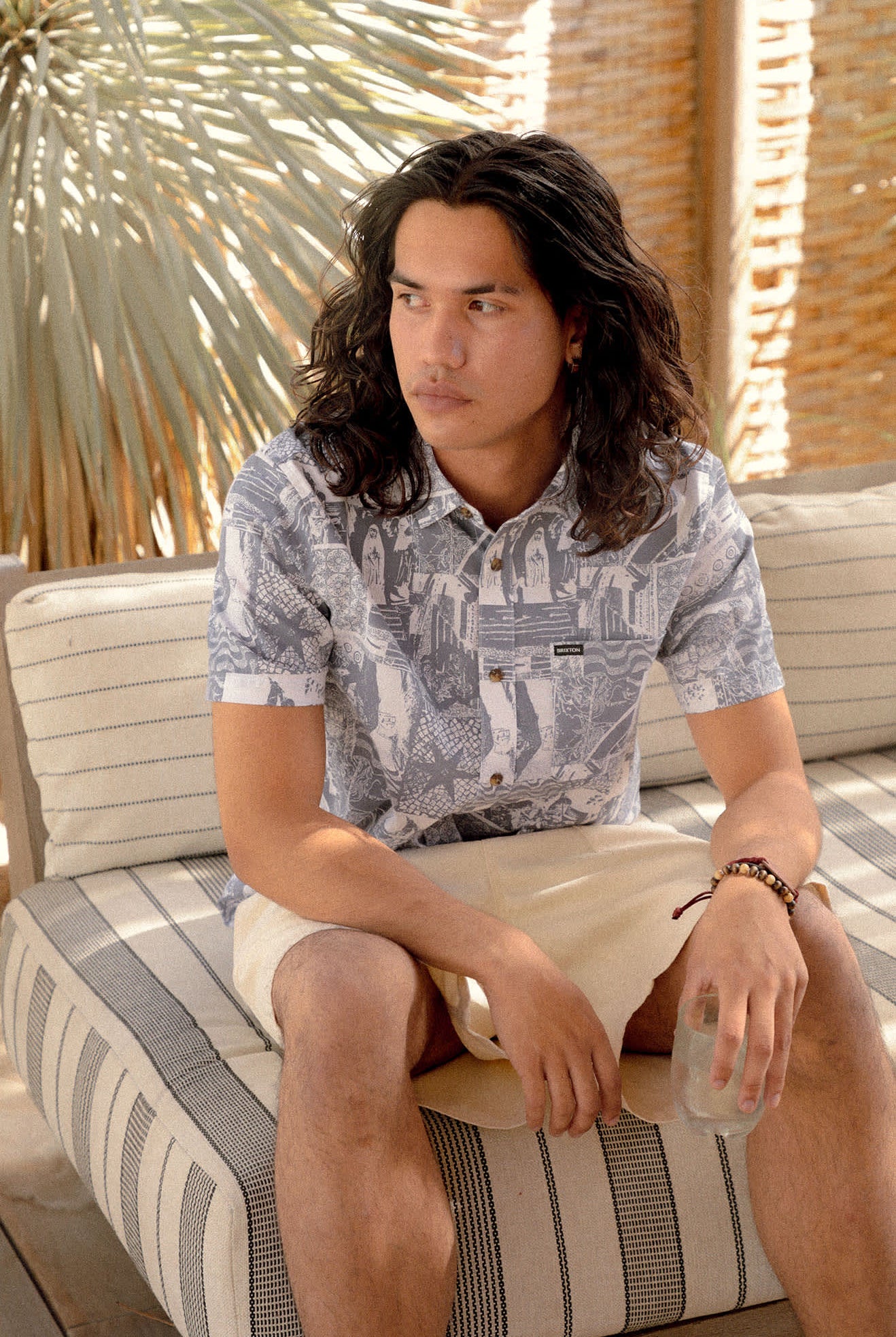 Men's Charter Print Short Sleeve Shirt in the color Navy/White Collage - Men's Lifestyle image