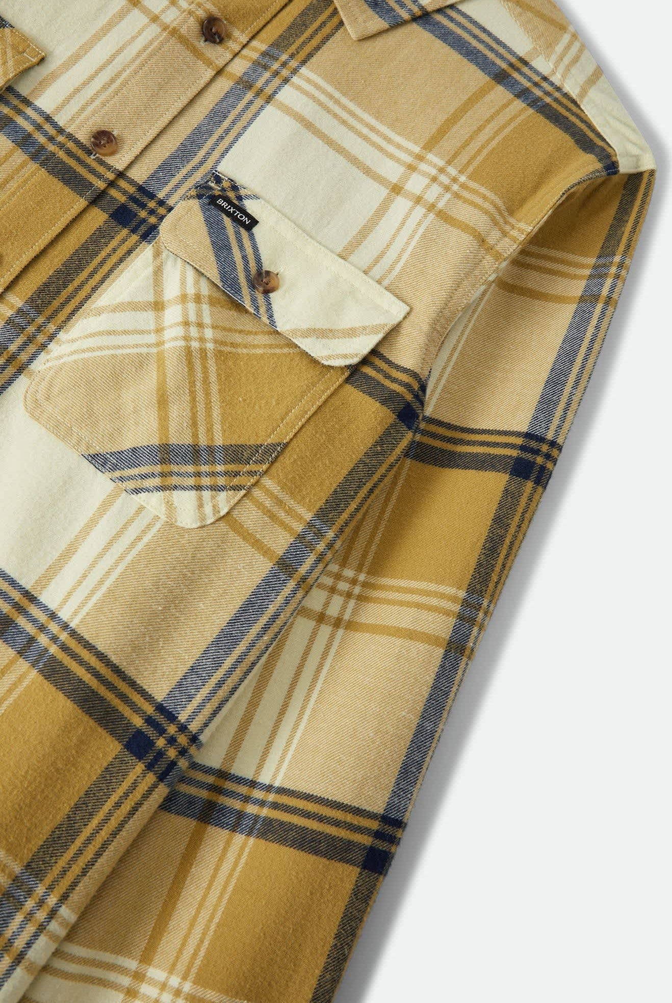 Men's Bowery Lightweight Ultra Soft Flannel in the color Yellow/Dusted Ochre - Additional Laydown image