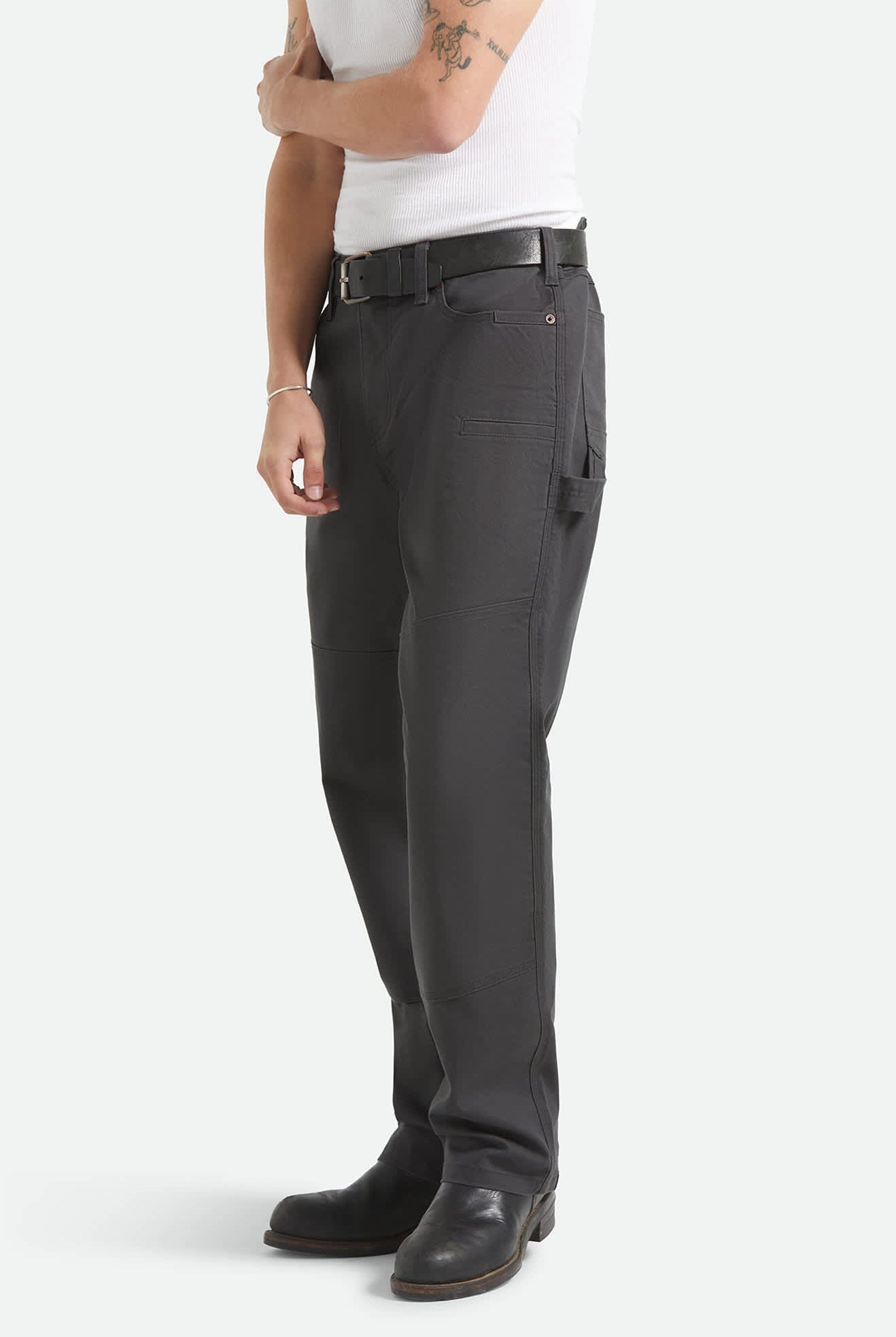 Men's Builders Carpenter Stretch Pant in the color Washed Black - Additional Fit image