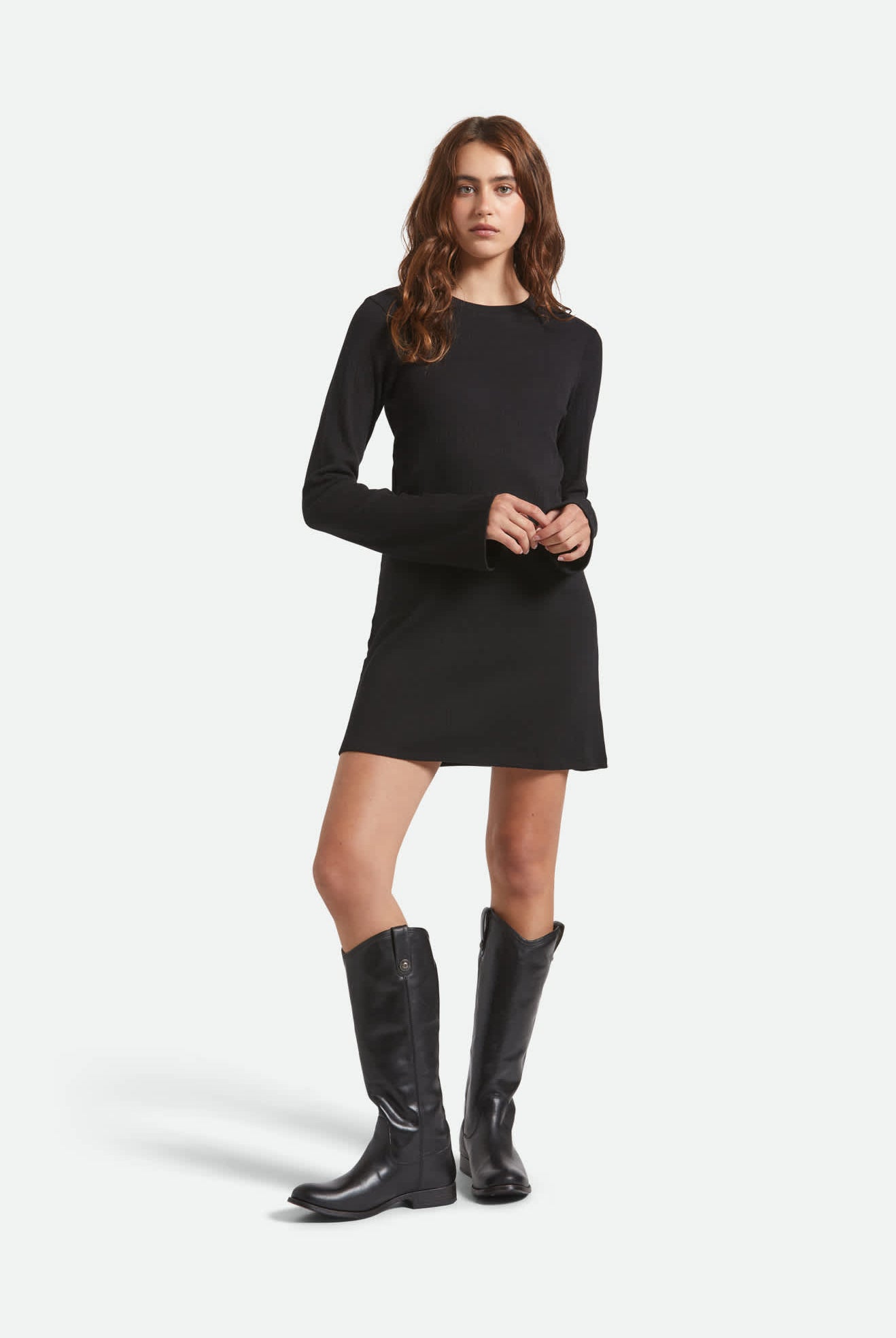 Women's Dolly L/S Knit Dress in the color Black - Women's Front View
