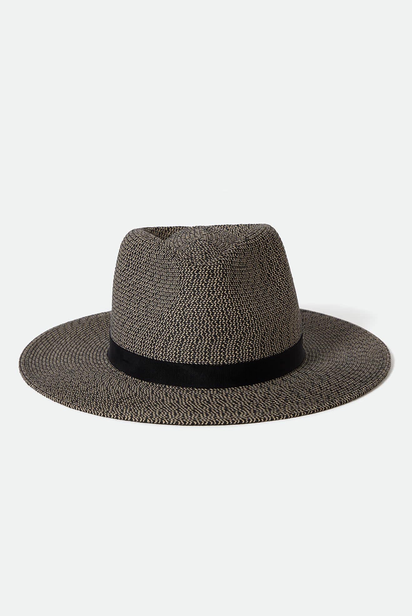 Women's Carolina Straw Packable Travel Hat in the color Black/Natural - Additional Style View