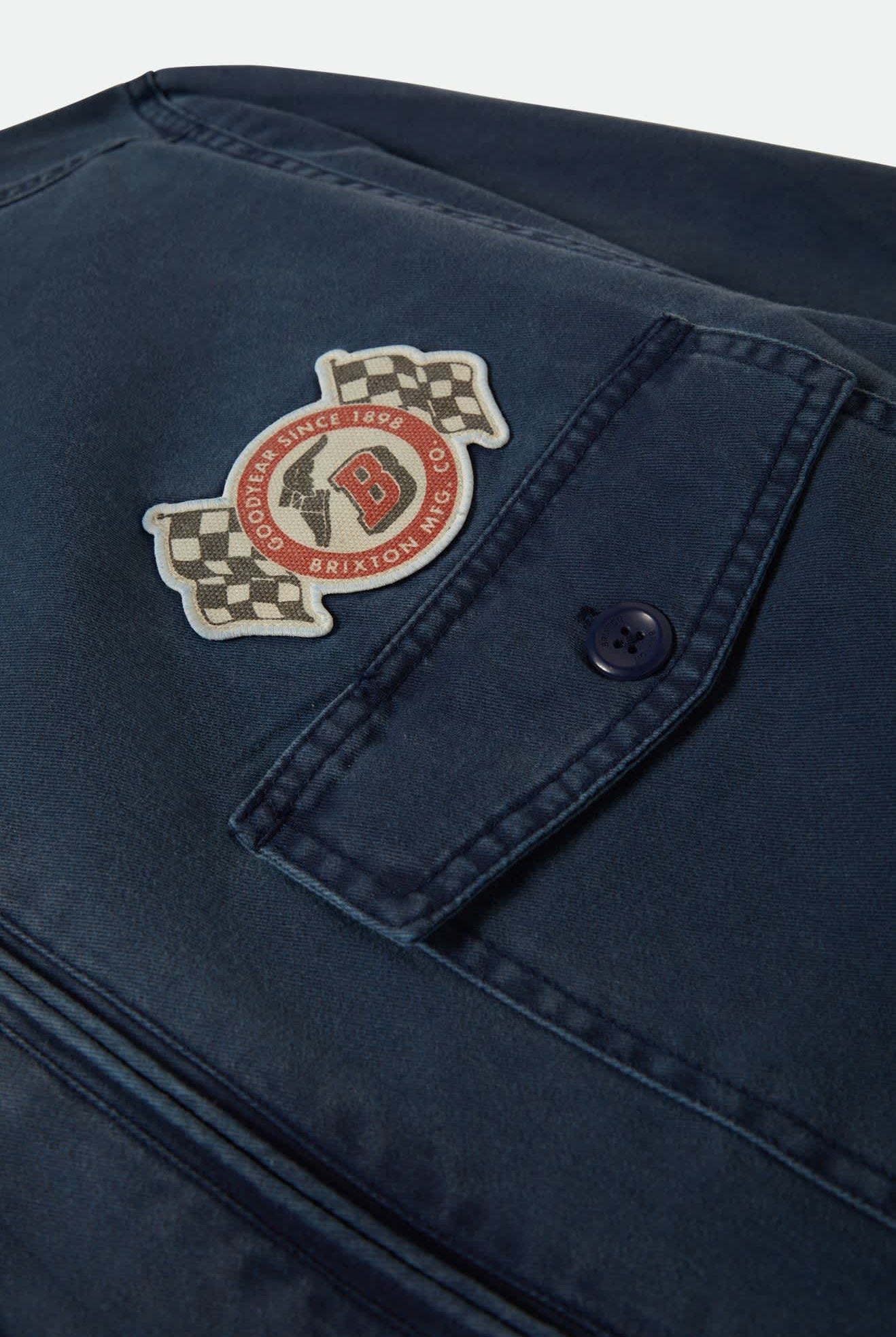 Men's Goodyear Trademark Lightweight Coaches Jacket in the color Washed Navy - Additional Laydown image