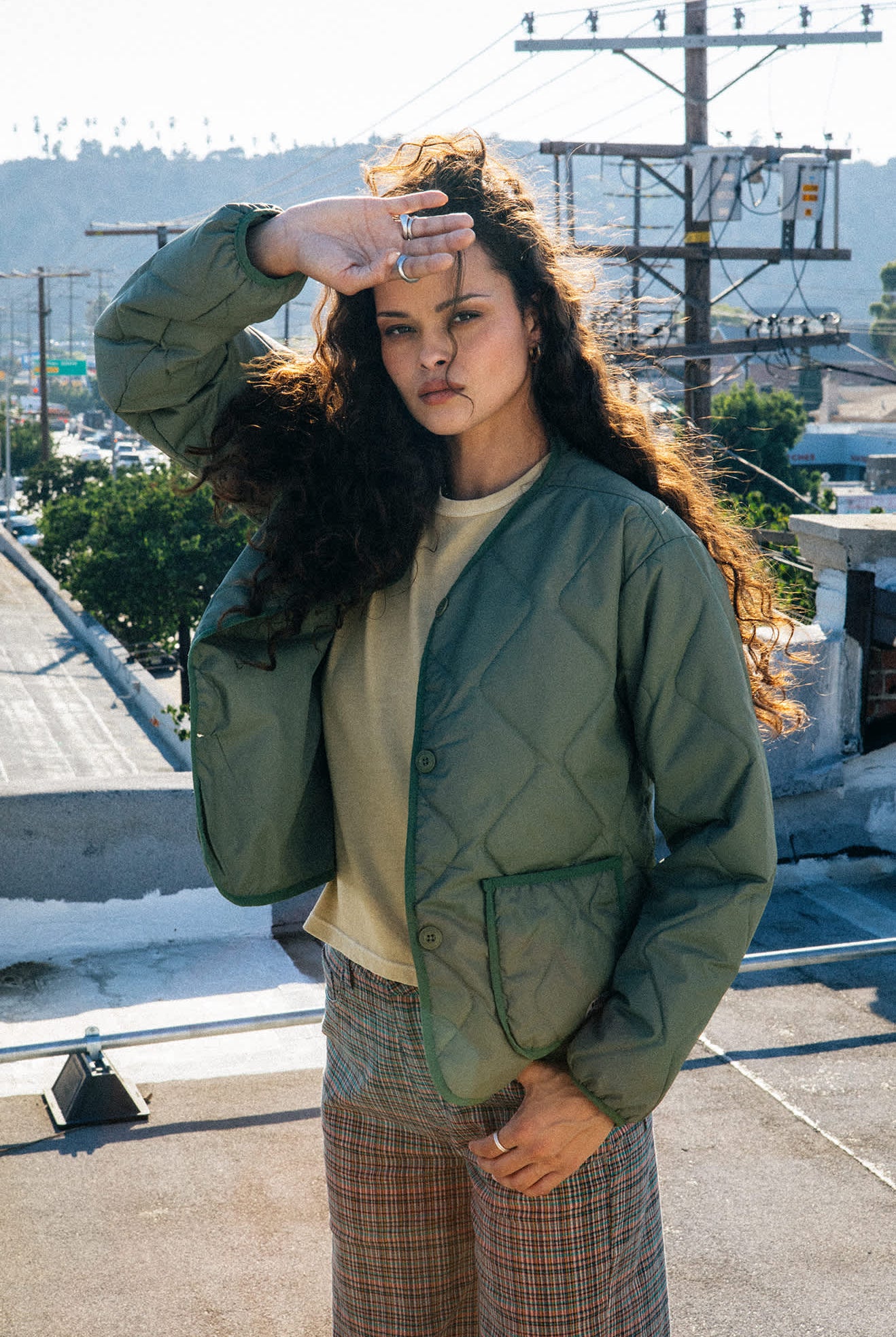 Women's Delilah Quilted Jacket in the color Olive Surplus - Men's Lifestyle image