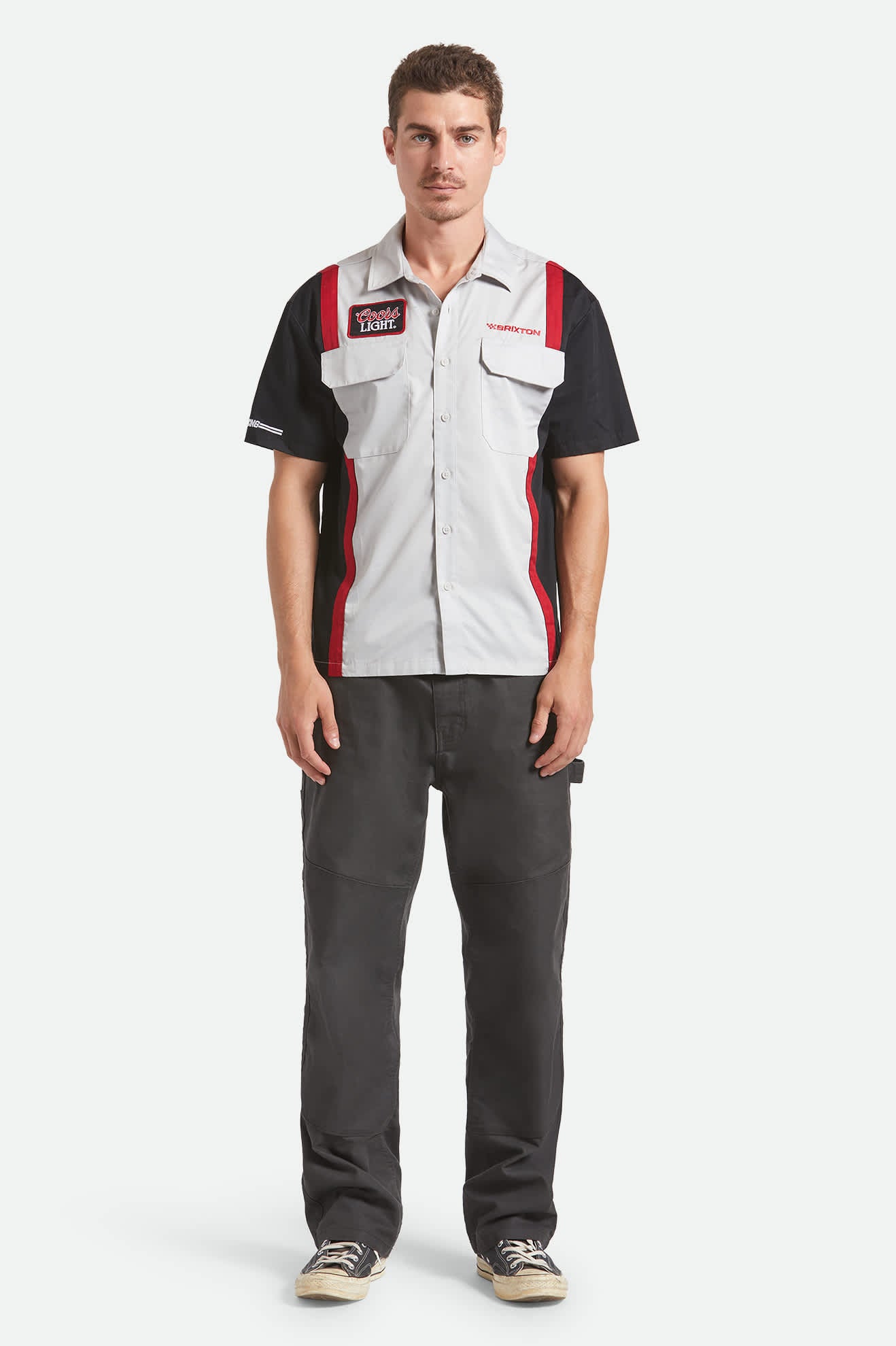 Men's Coors Light Shake Down S/S Shirt in the color Silver/Black - Men's Back View