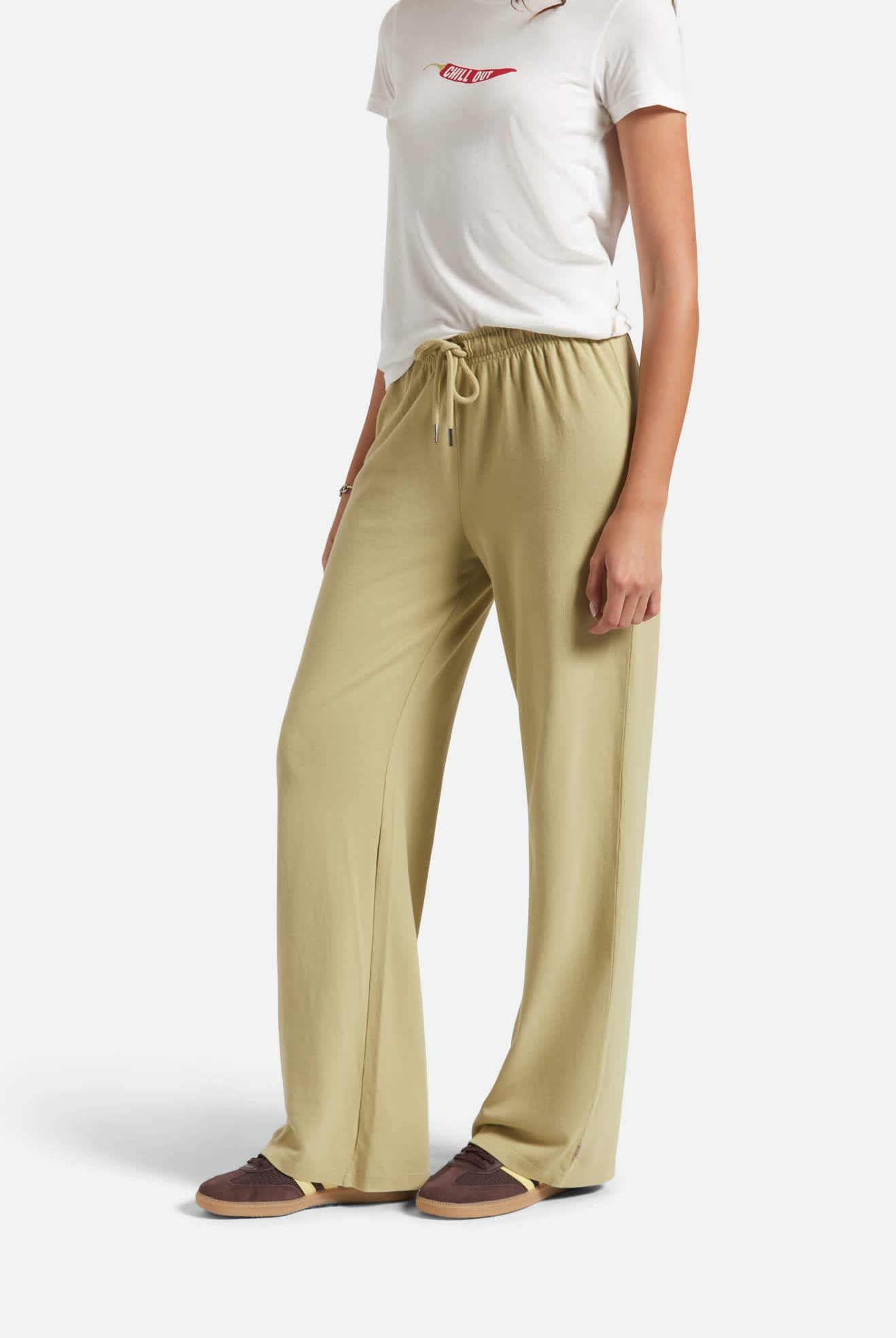 Women's Carefree Organic Garment Dye Lounge Pant in the color Elm - Women's Side View