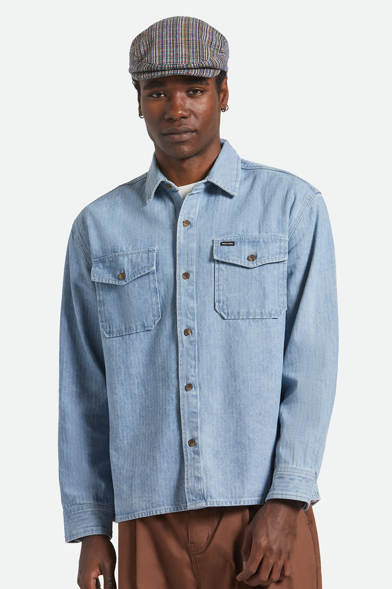 Unisex Hooligan Flat Cap in the color Multi Plaid - Men's Front View