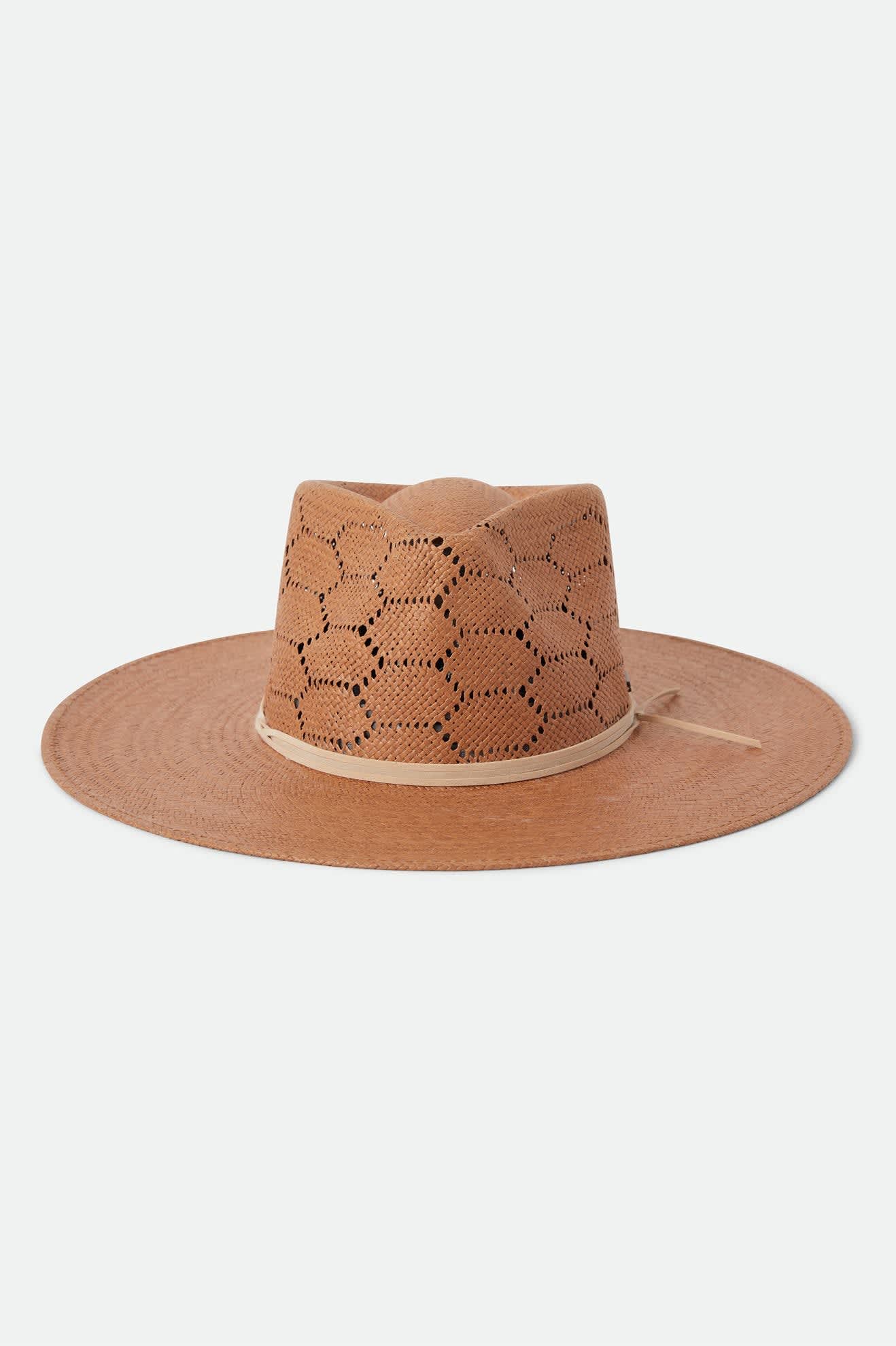 Women's Porto Straw Fedora in the color Italian Clay - Additional Laydown image