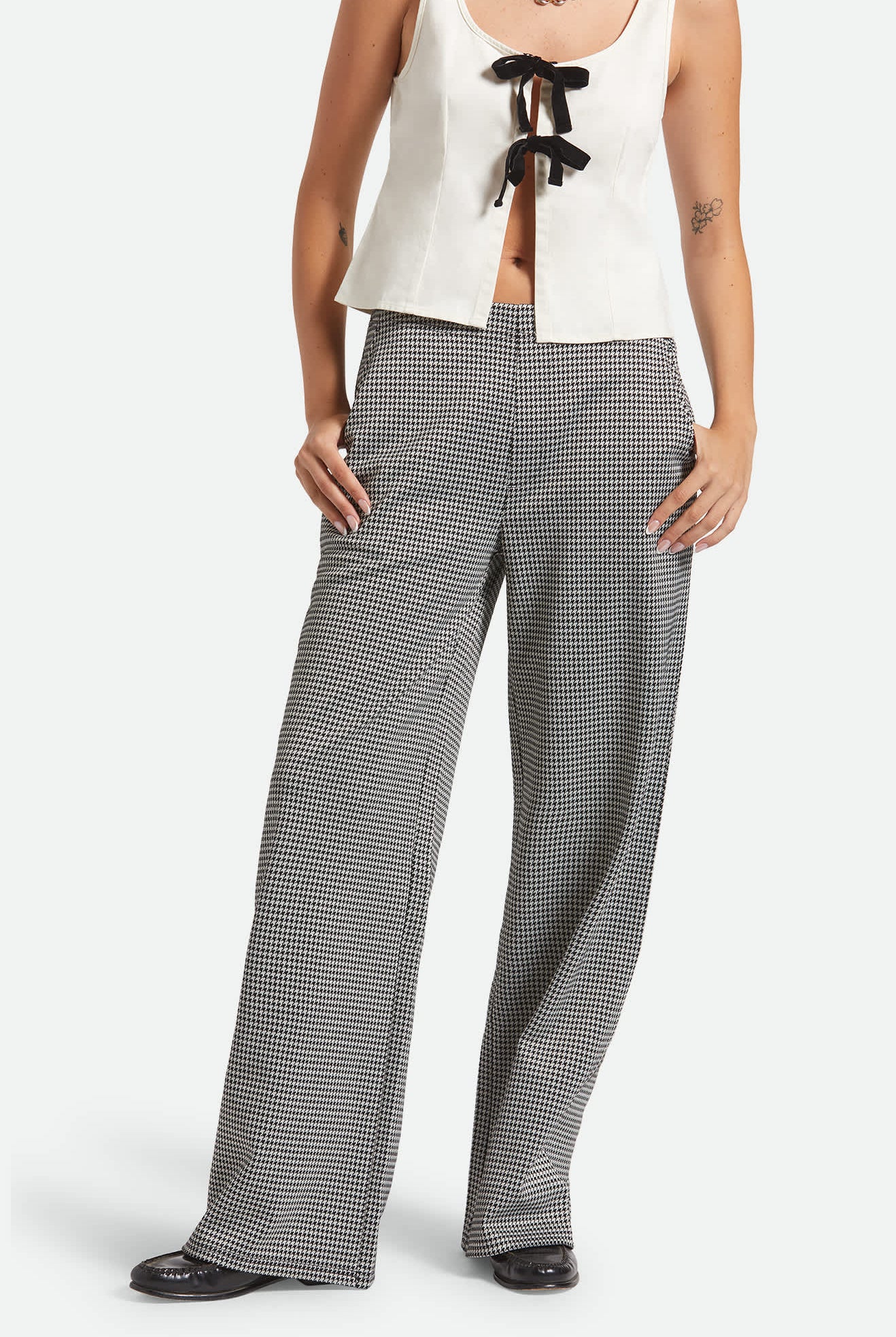 Women's Houndstooth Leisure Trouser in the color Winter White/Black - Women's Front View