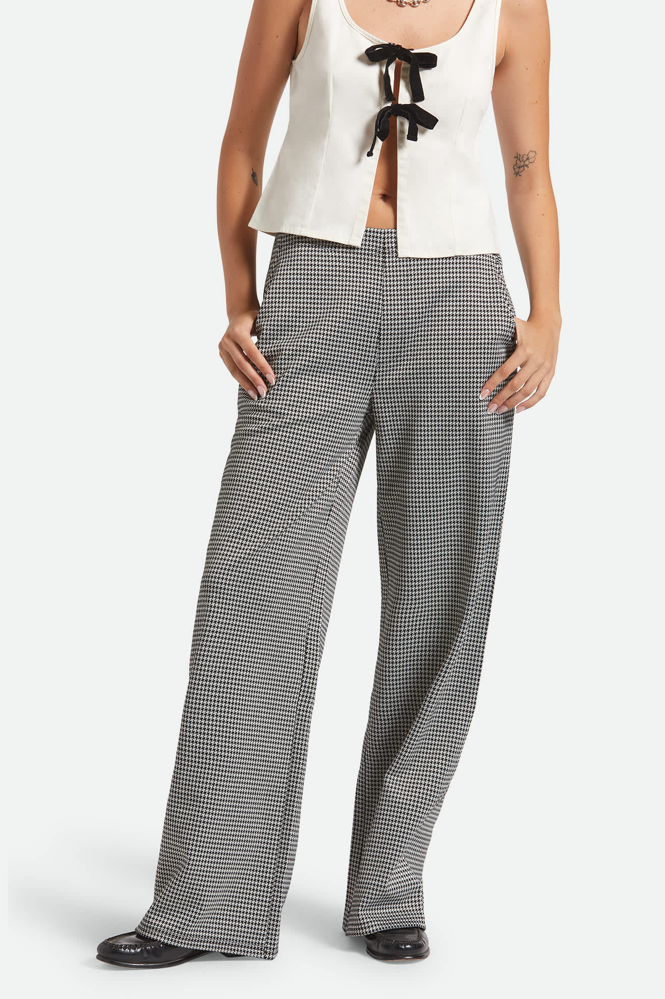 Women's Houndstooth Leisure Trouser in the color Winter White/Black - Women's Front View