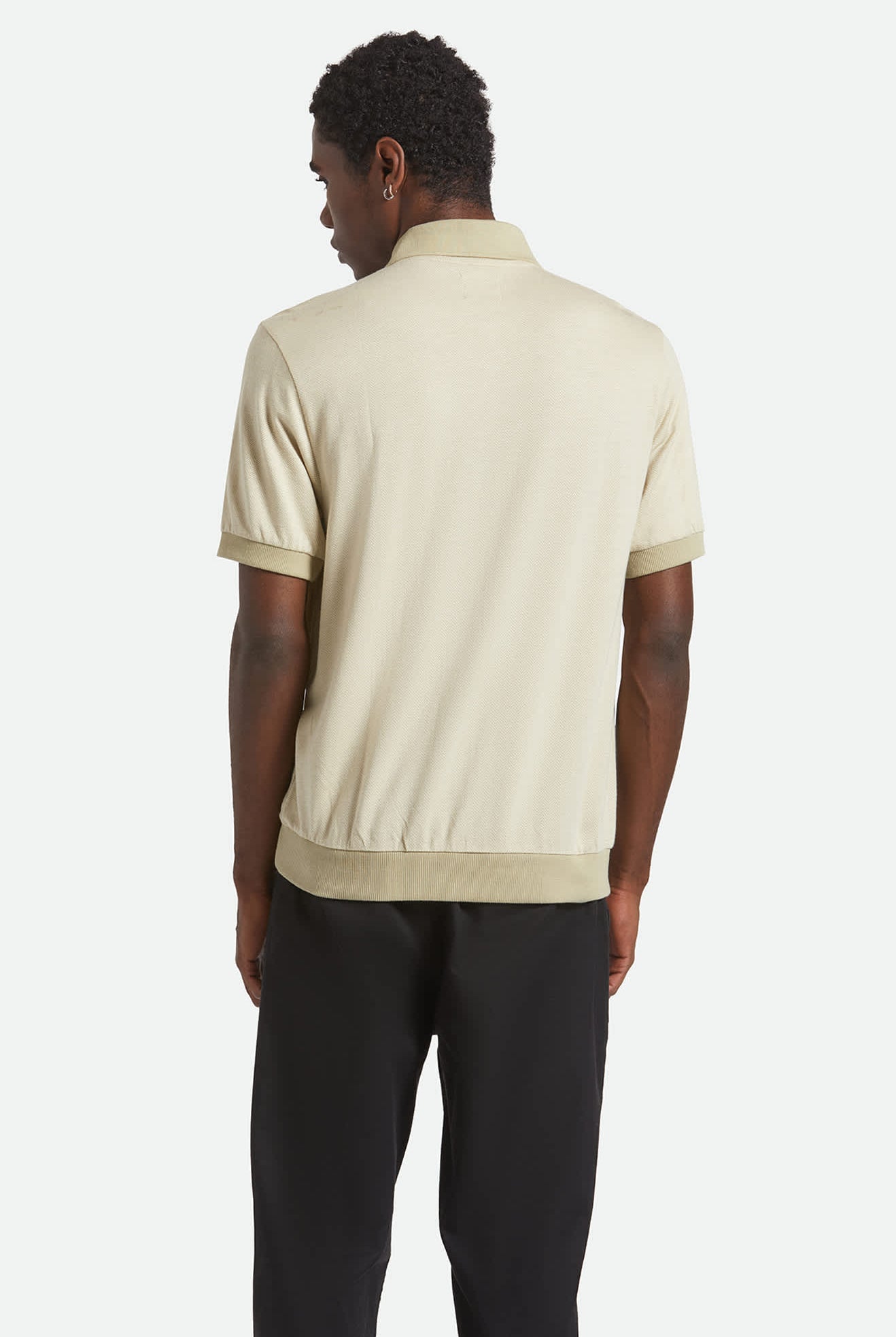 Men's Weekend Herringbone S/S Polo in the color Whitecap/Elm - Men's Back View