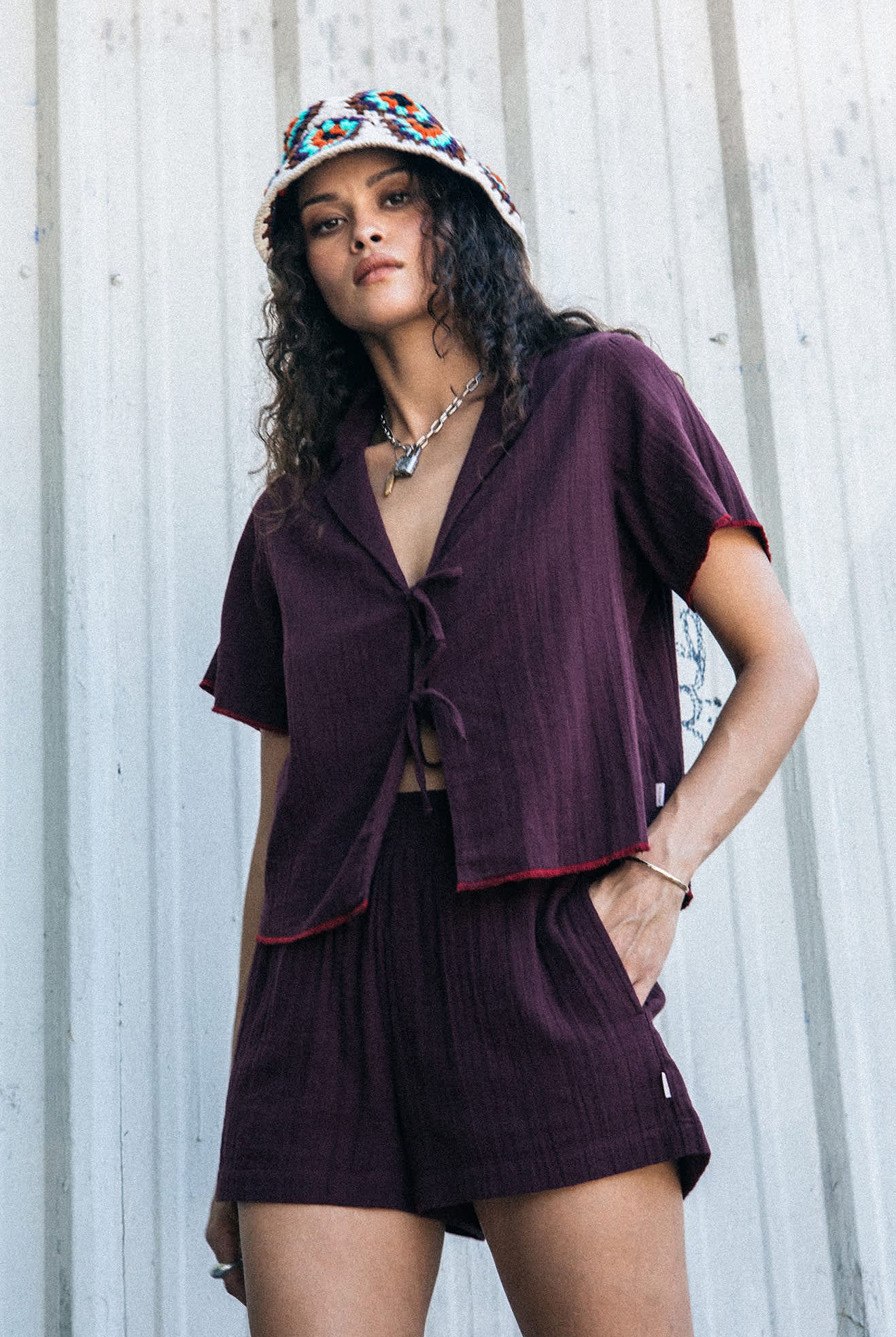Women's Wandering Tie Top in the color Port - Men's Lifestyle image