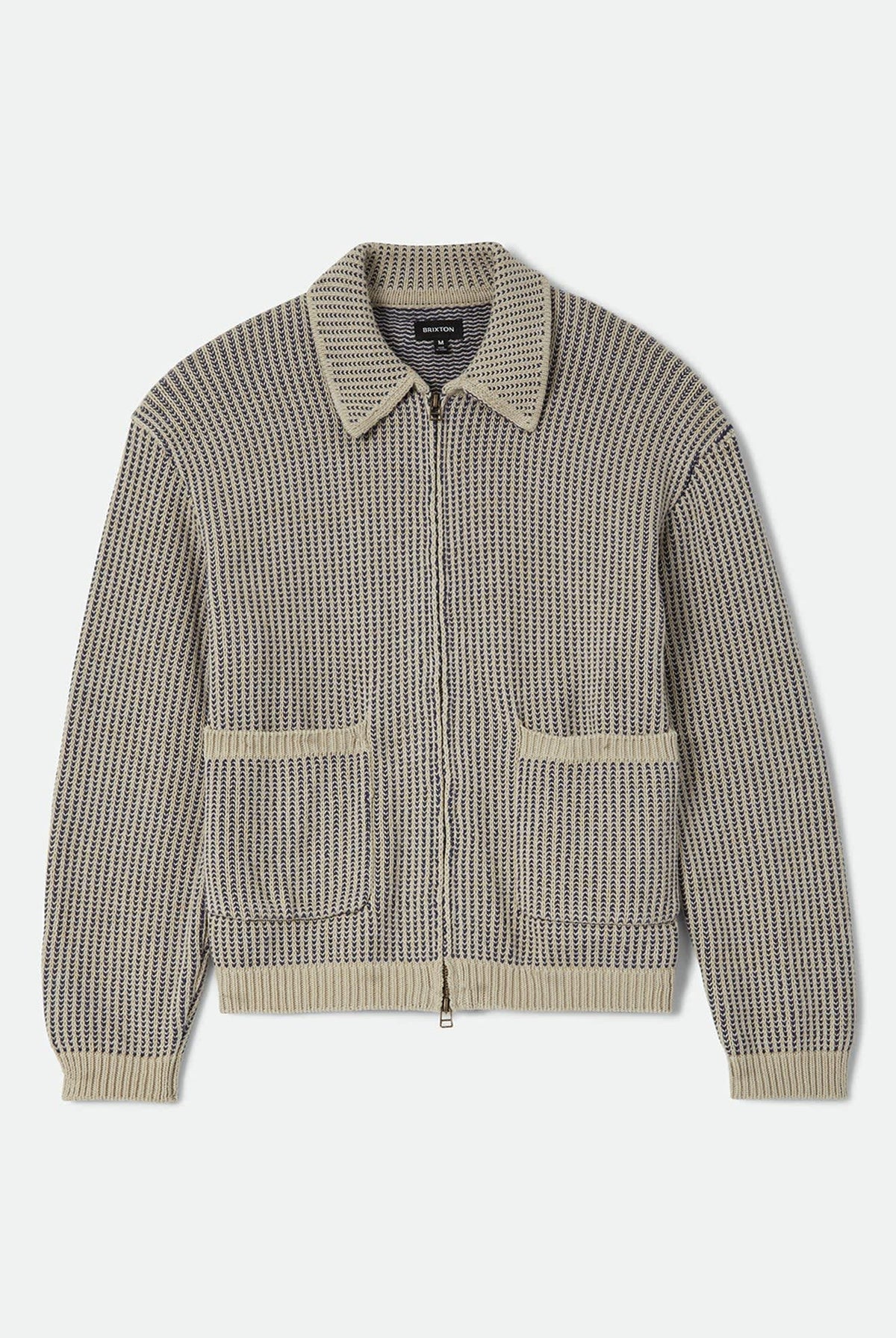 Unisex Pacific Zip Sweater in the color Navy/Whitecap - Front Product View