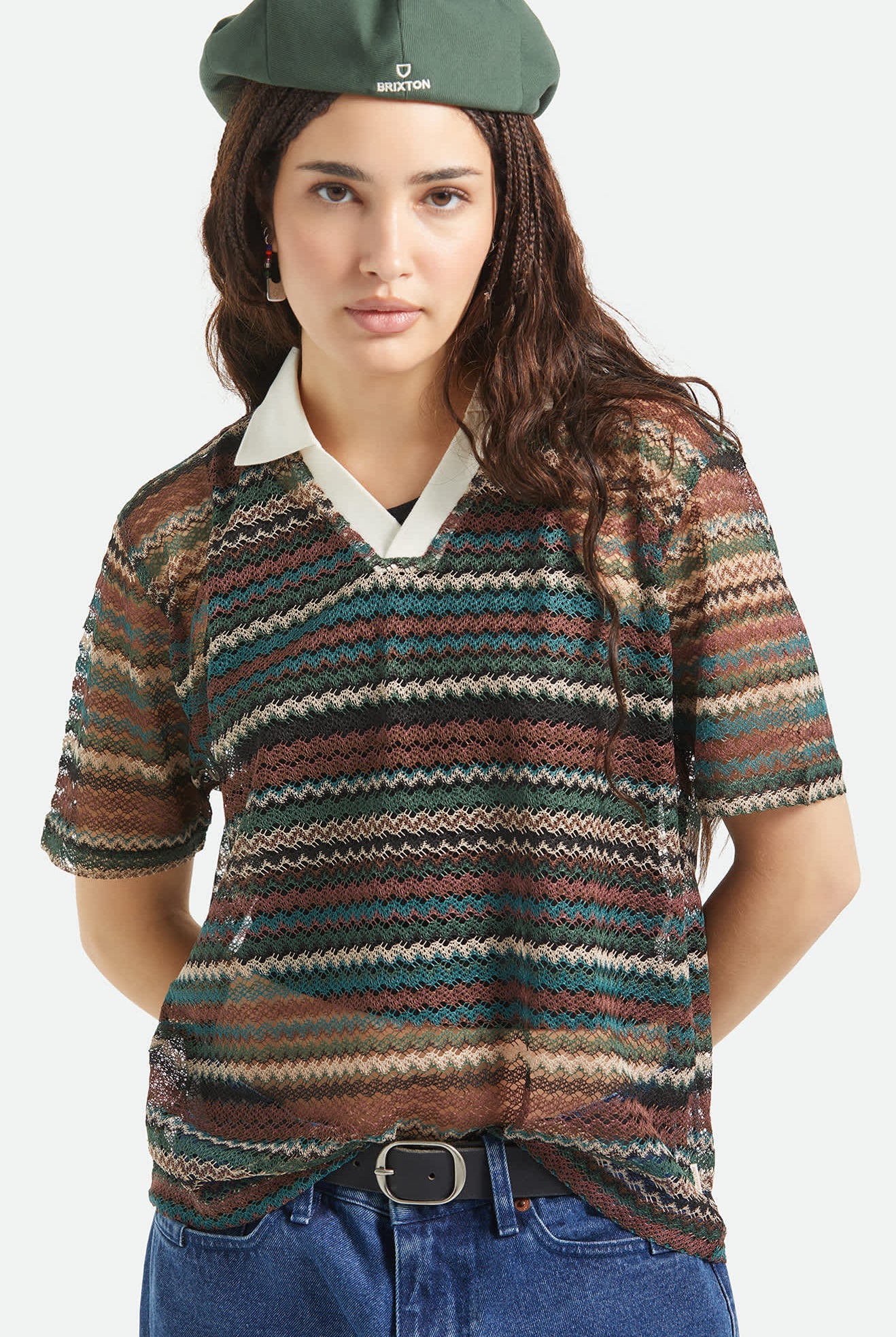 Women's Varsity T-Shirt in the color Multi Retro Stripe - Additional Fit image