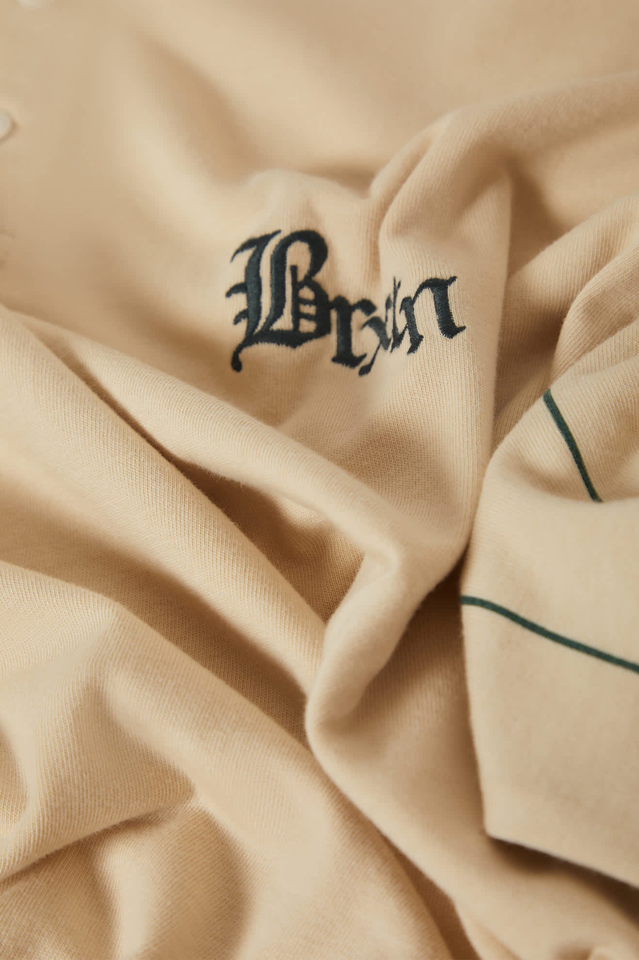 Men's Boxy Short Sleeve Baseball T-Shirt in the color Whitecap/Primal Green - Additional Laydown image