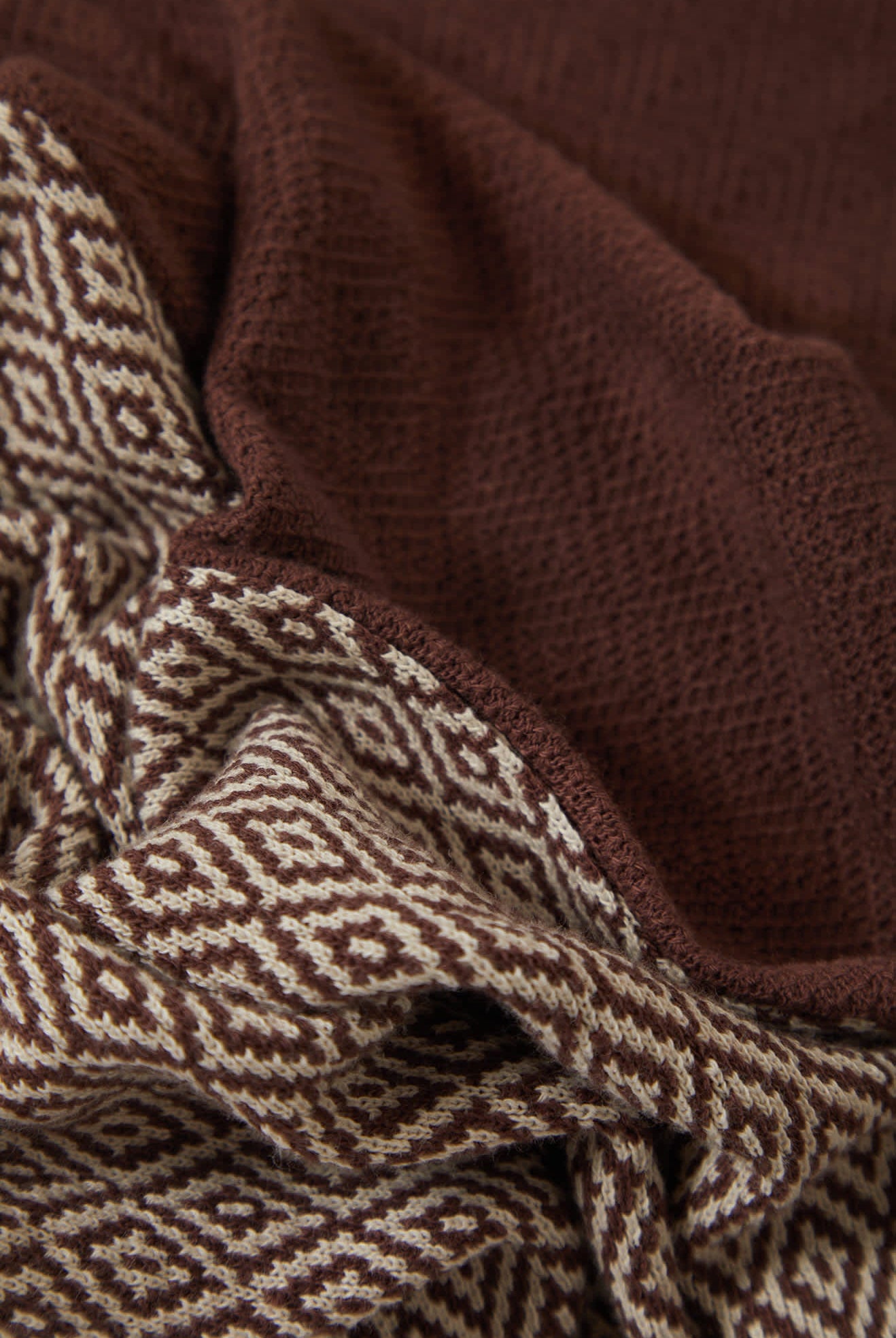 Men's Theo Jacquard Short Sleeve Polo in the color Chocolate/Off White - Additional Laydown image