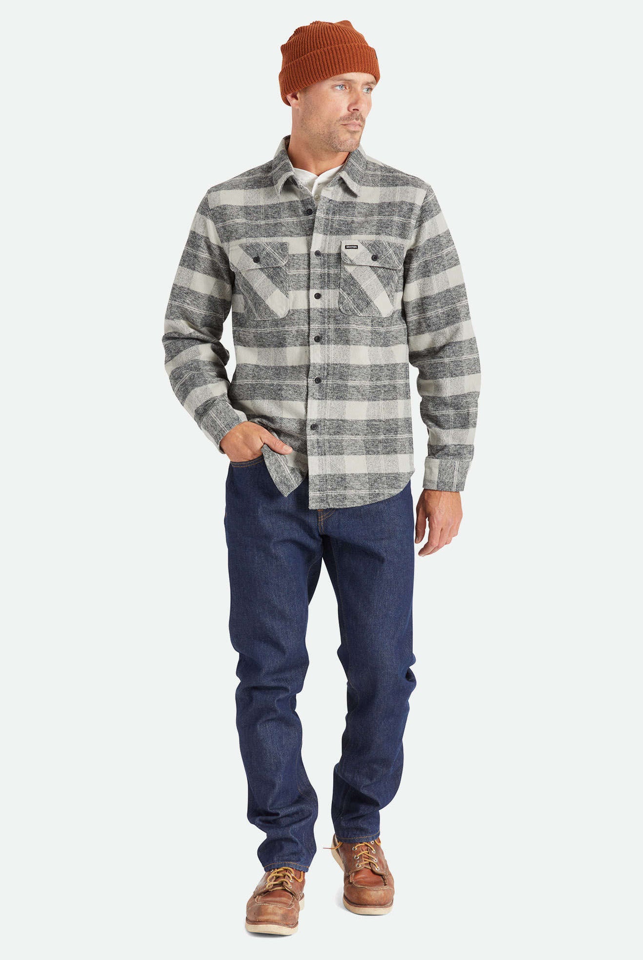 Men's Fit, Featured | Bowery Heavyweight L/S Flannel - Black/Charcoal