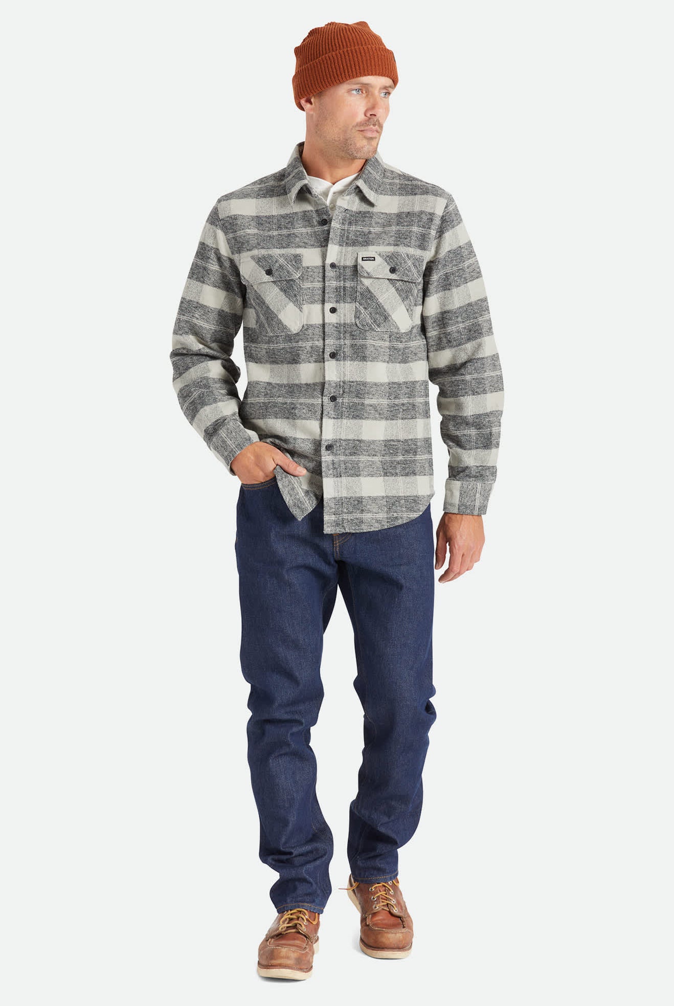 Men's Bowery Heavyweight Flannel in the color Black/Charcoal - Men's Featured View