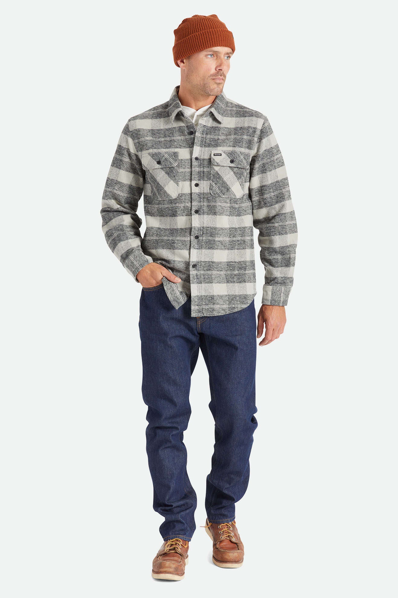 Men's Bowery Heavyweight Flannel in the color Black/Charcoal - Men's Featured View