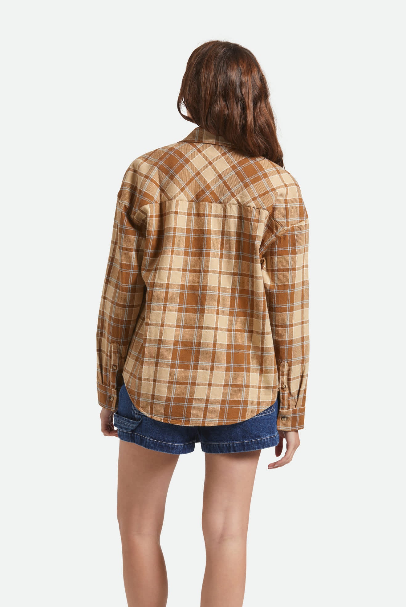 Women's Bowery Vintage L/S Overshirt in the color Washed Copper - Women's Back View