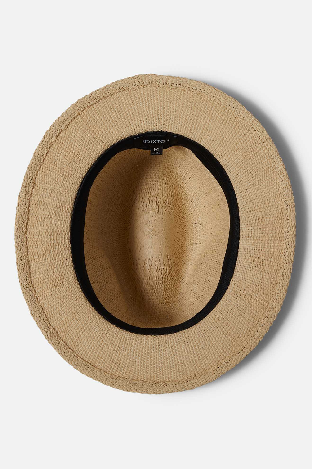 Unisex Roma Straw Fedora in the color Natural/Black - Additional Laydown image