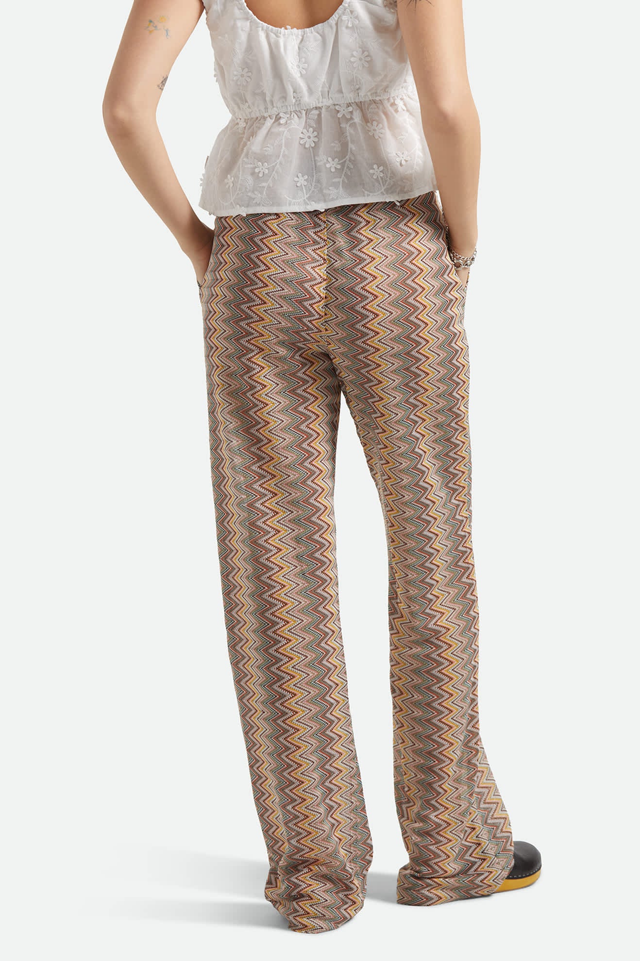 Women's The Cabana Mesh Lounge Pant in the color Multi Color Zigzag - Women's Back View