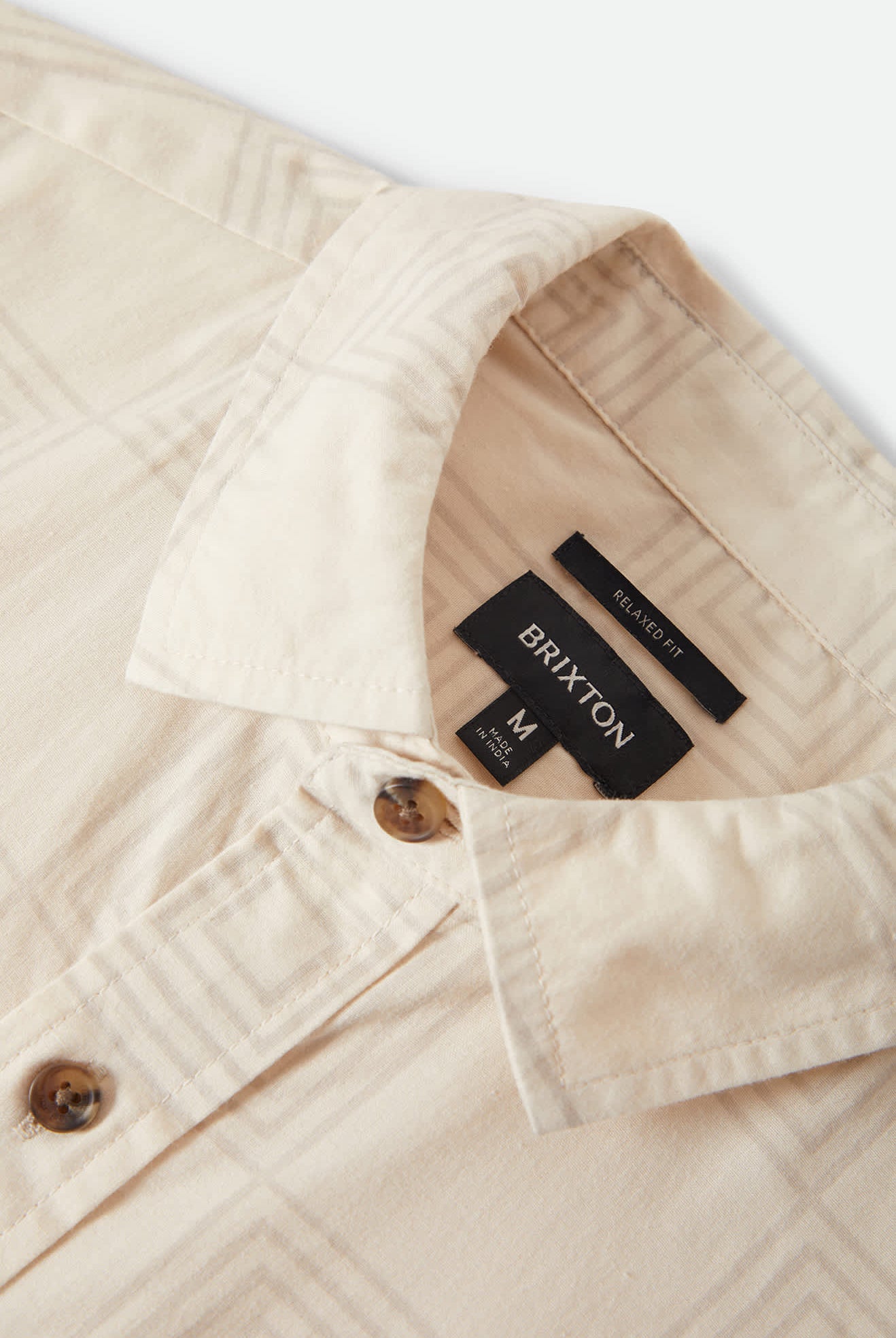 Men's Cru Print Short Sleeve Shirt in the color Whitecap/Geo Checker - Additional Laydown image