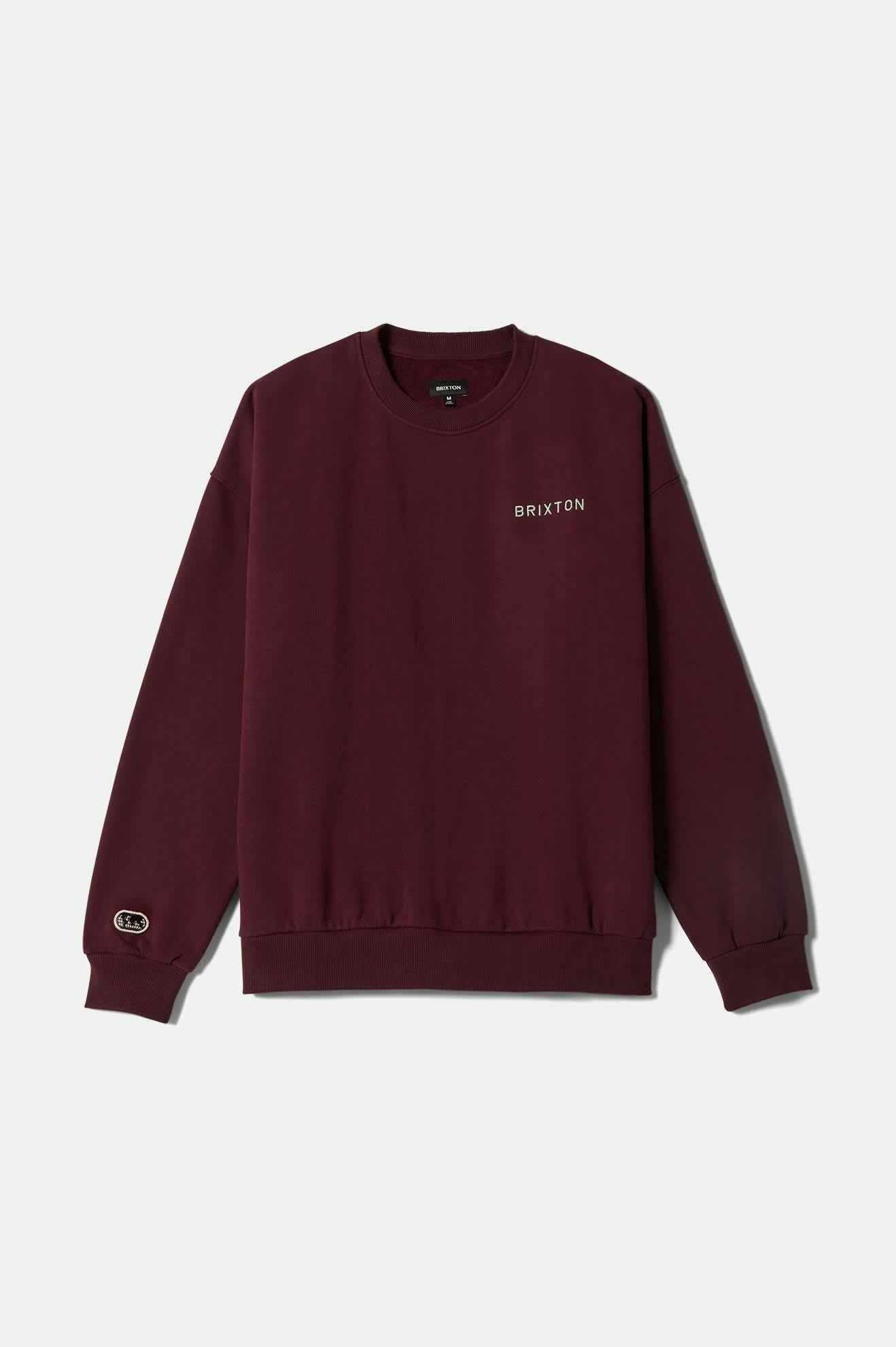 Men's Embroidered Heavyweight Oversized Crew in the color Port - Front Product View