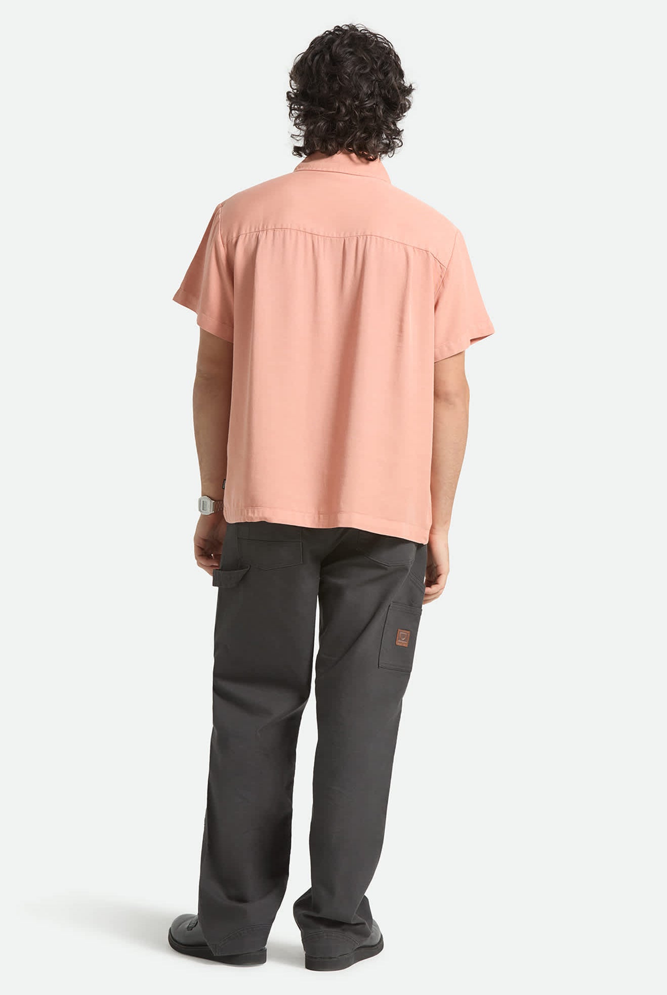 Men's Cooling Comfort Short Sleeve Shirt in the color Silver Pink - Men's Back View