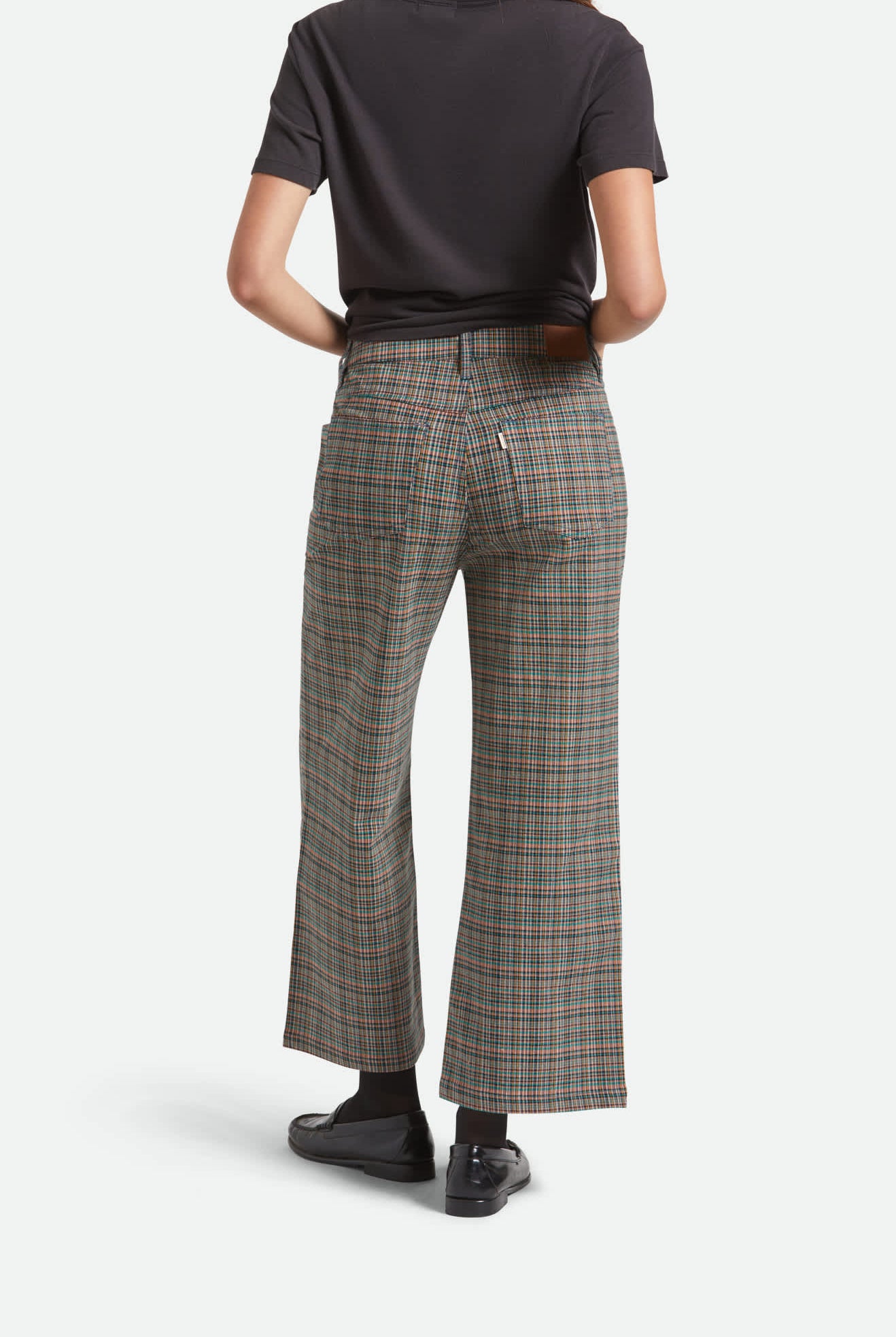 Women's Margo Cropped 5-Pocket Pant in the color Multi Stripe/Plaid - Women's Back View