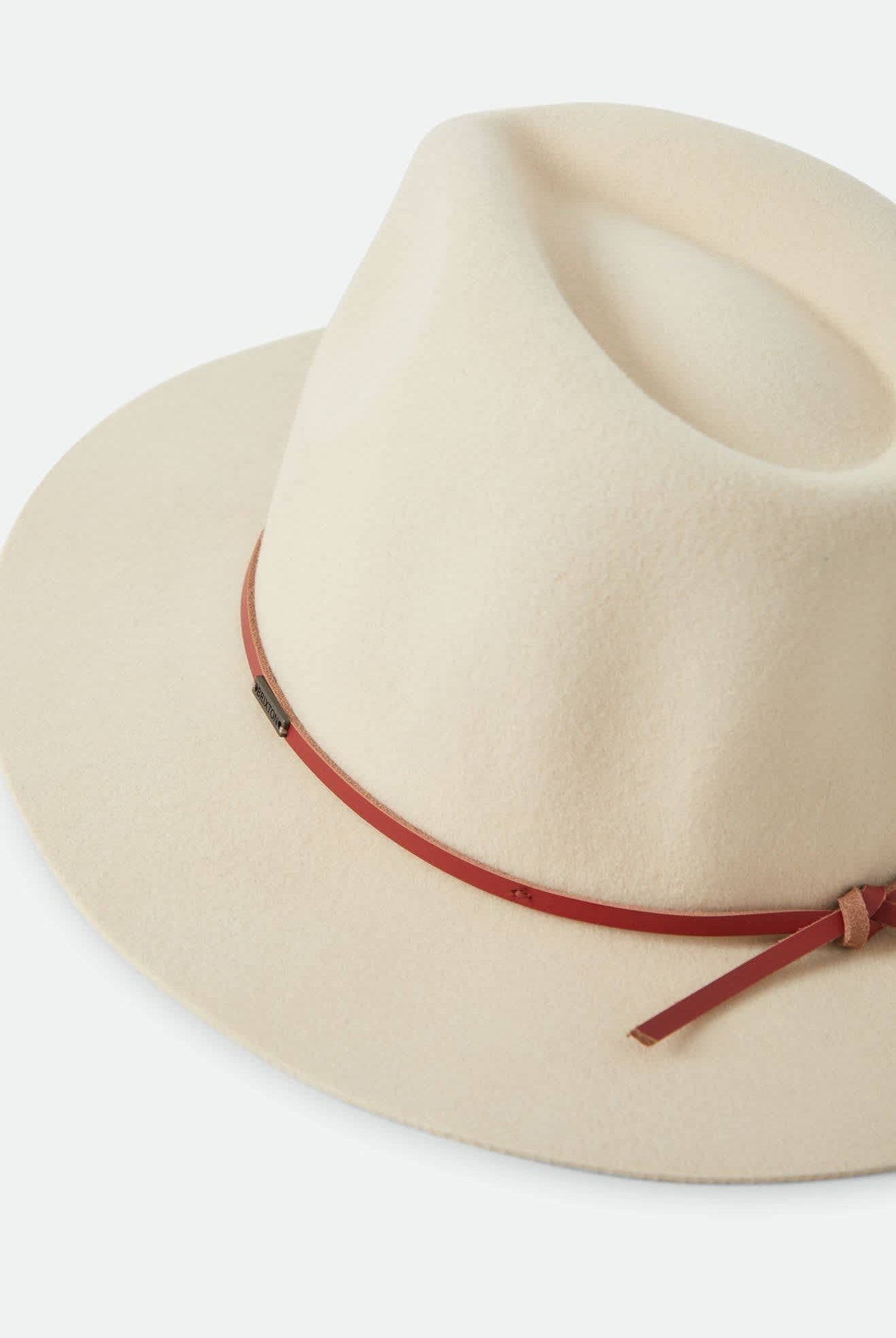Unisex Wesley Fedora in the color Wax Paper/Red Earth - Additional Laydown image