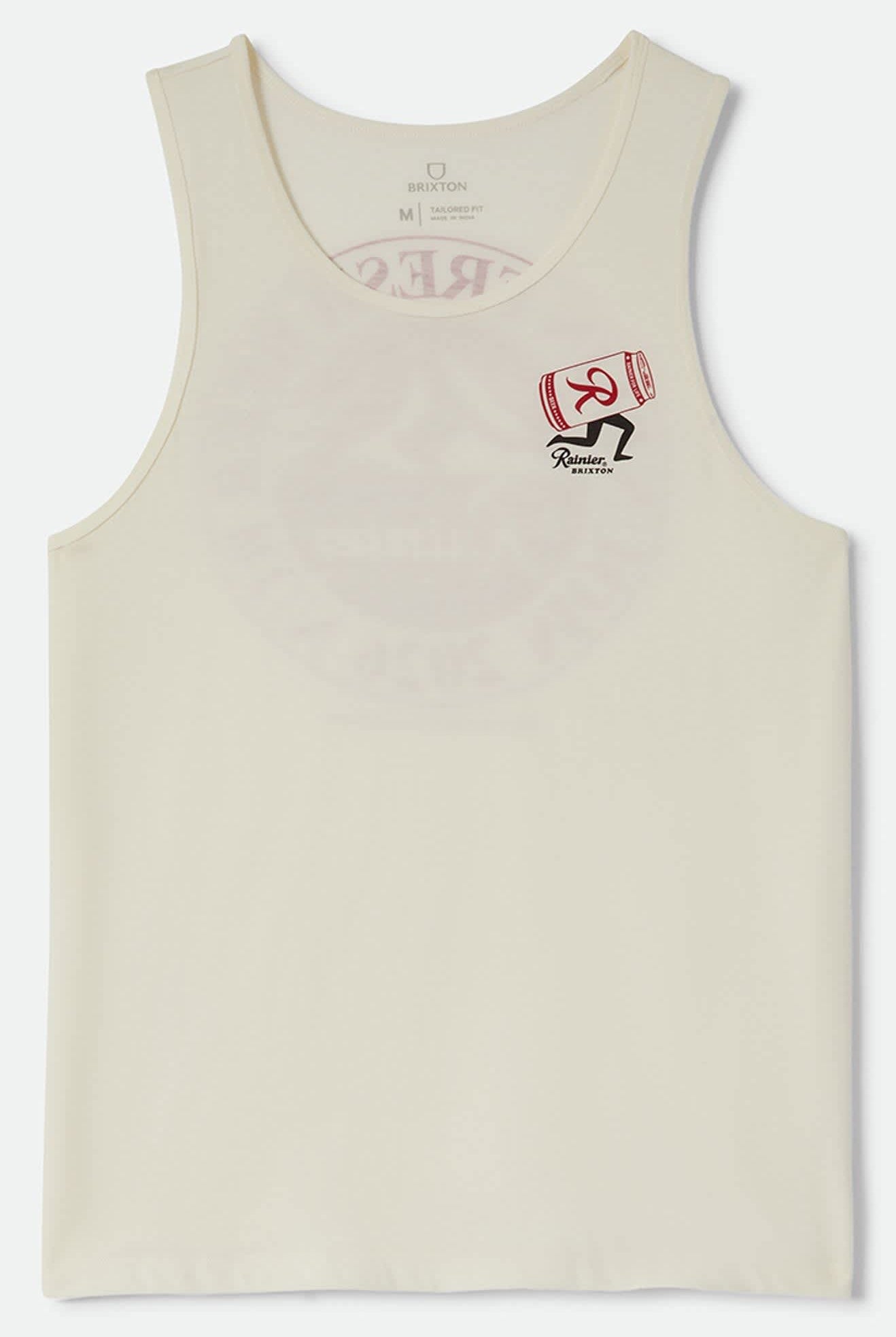 Men's Rainier Beer Run Tank in the color Natural - Front Product View