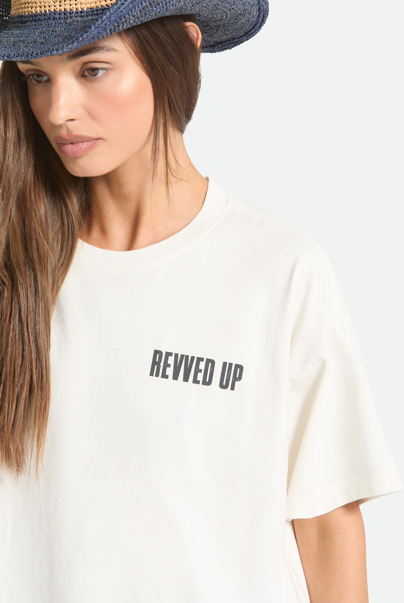 Women's Revved Up Boxy Crew T-Shirt in the color Off White - Additional Fit image