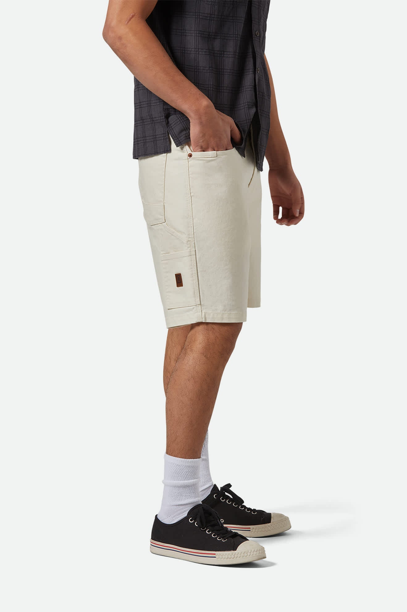 Men's Builders Carpenter Baggy Short in the color Egret White - Men's Side View