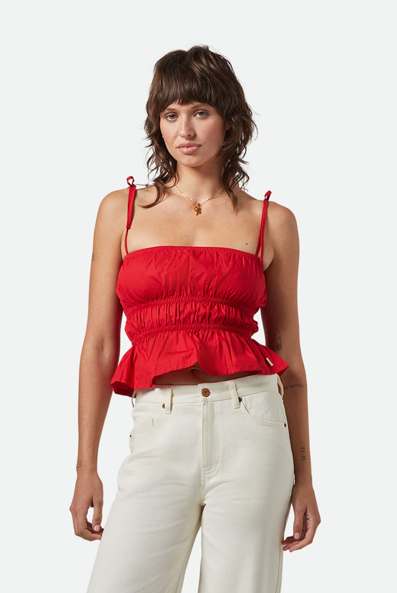 Women's Eden Smocked Top in the color Crimson - Women's Front View