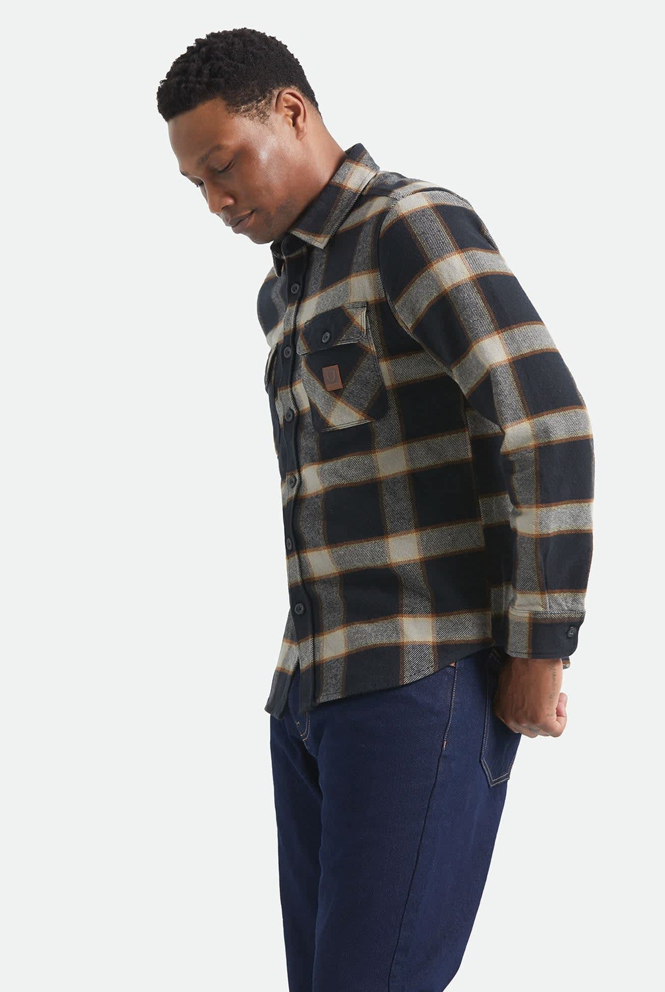 Men's Bowery Flannel in the color Black/Cream - Additional Fit image