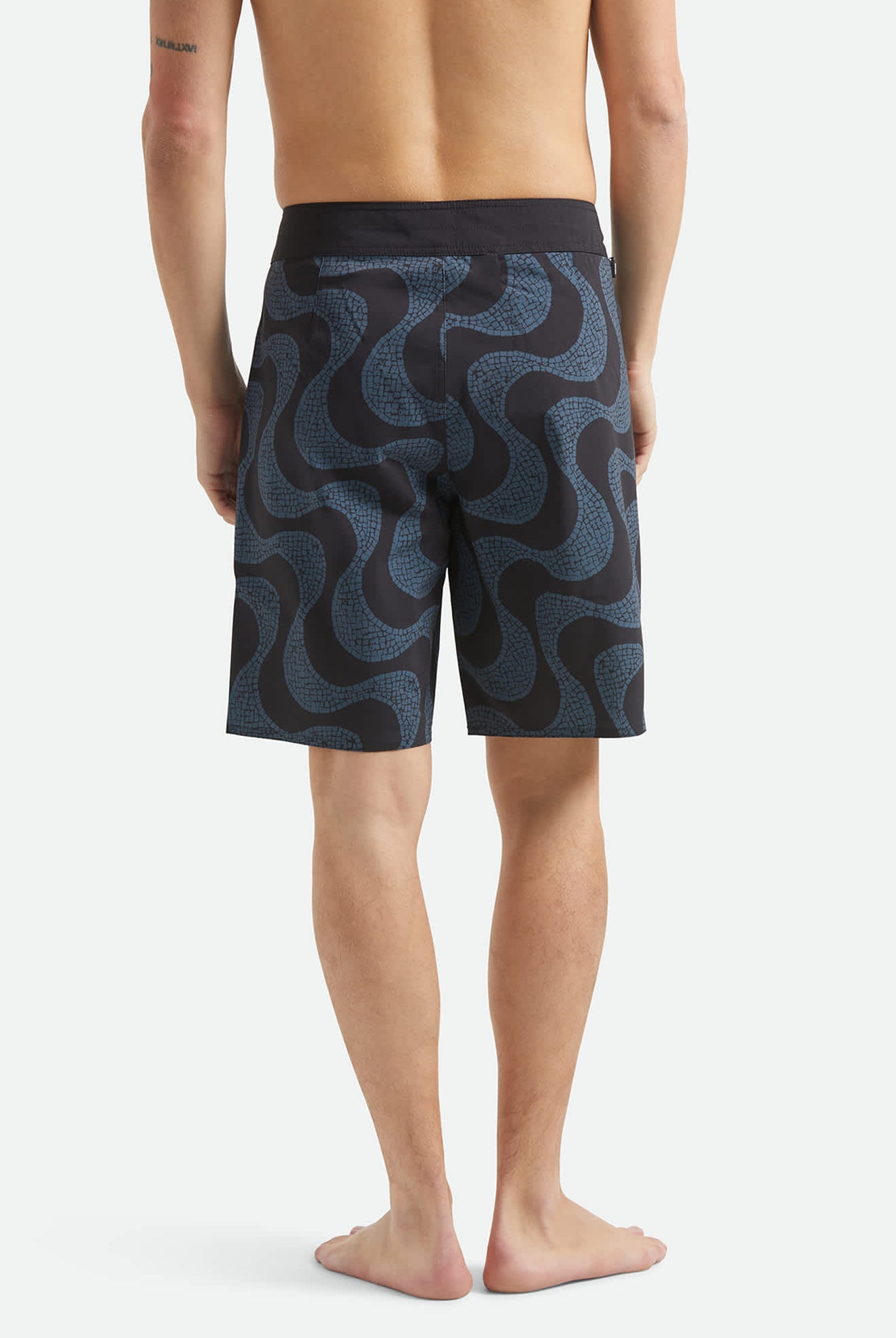 Men's Blitz Boardshort 19" in the color Black/Future Grey Warped Tile - Men's Back View
