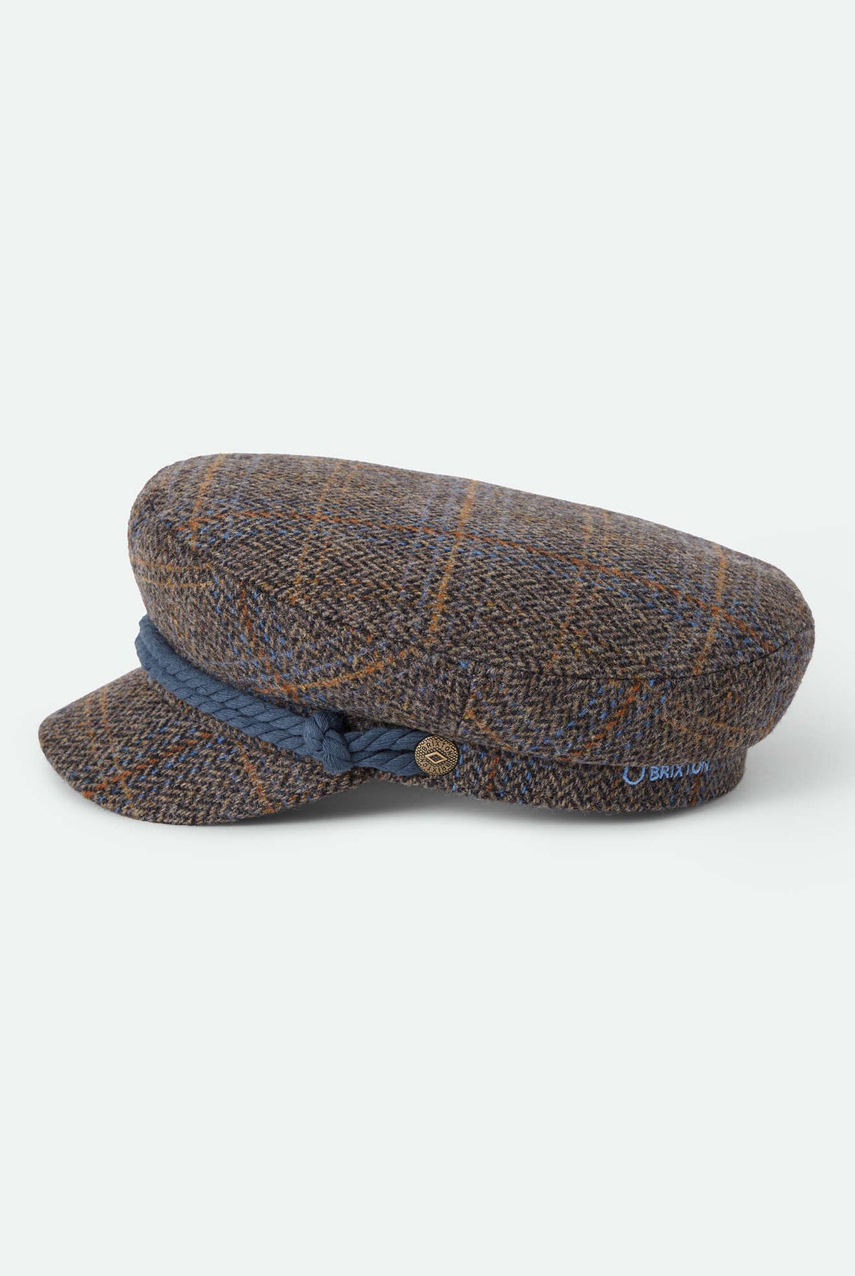 Unisex Fiddler Fisherman Cap in the color Slate Blue/Sepia/Orange - Additional Laydown image