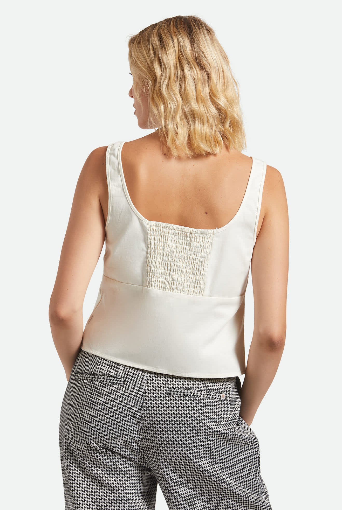 Women's Magnolia Tie Top in the color Off White - Women's Back View