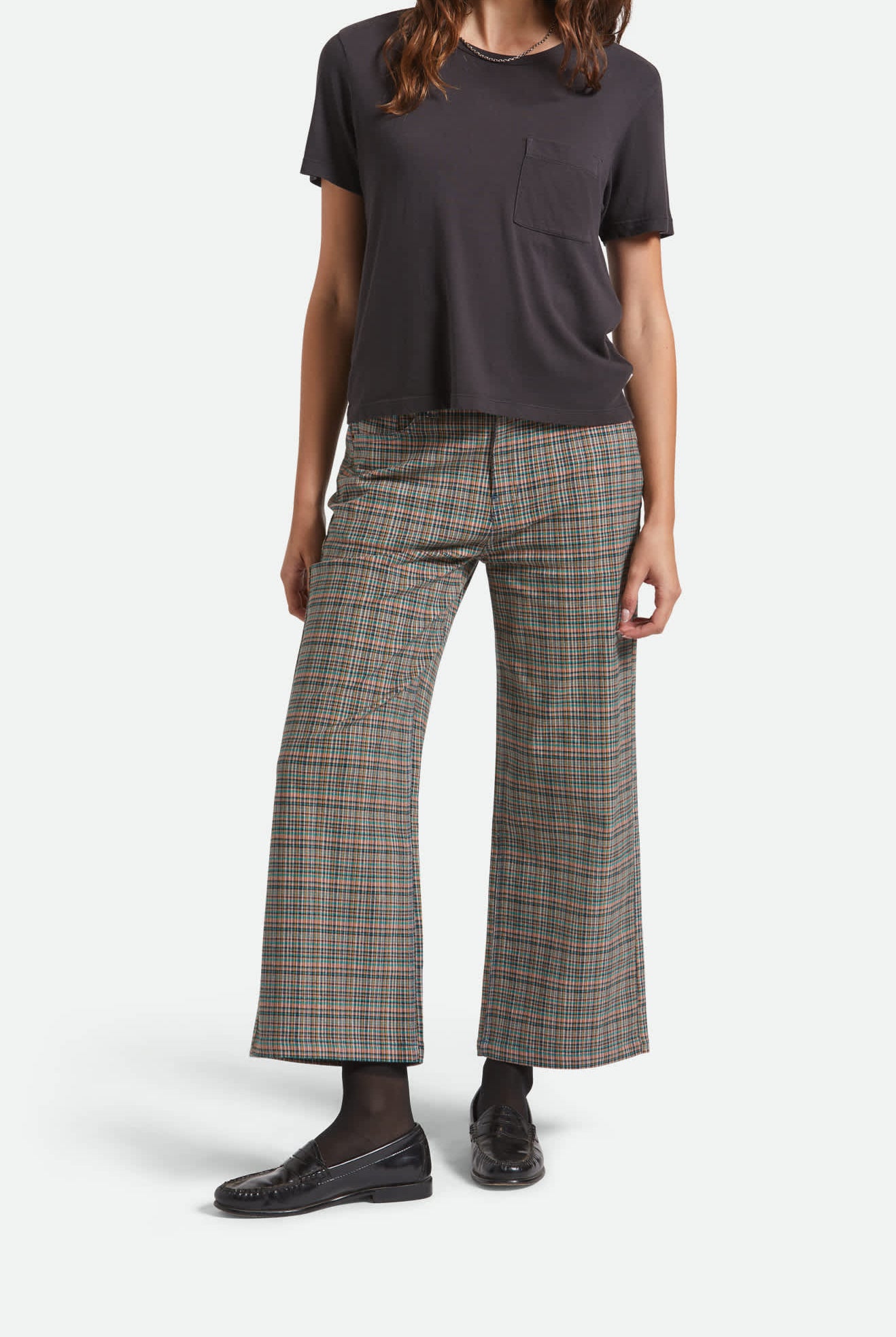 Women's Margo Cropped 5-Pocket Pant in the color Multi Stripe/Plaid - Women's Front View
