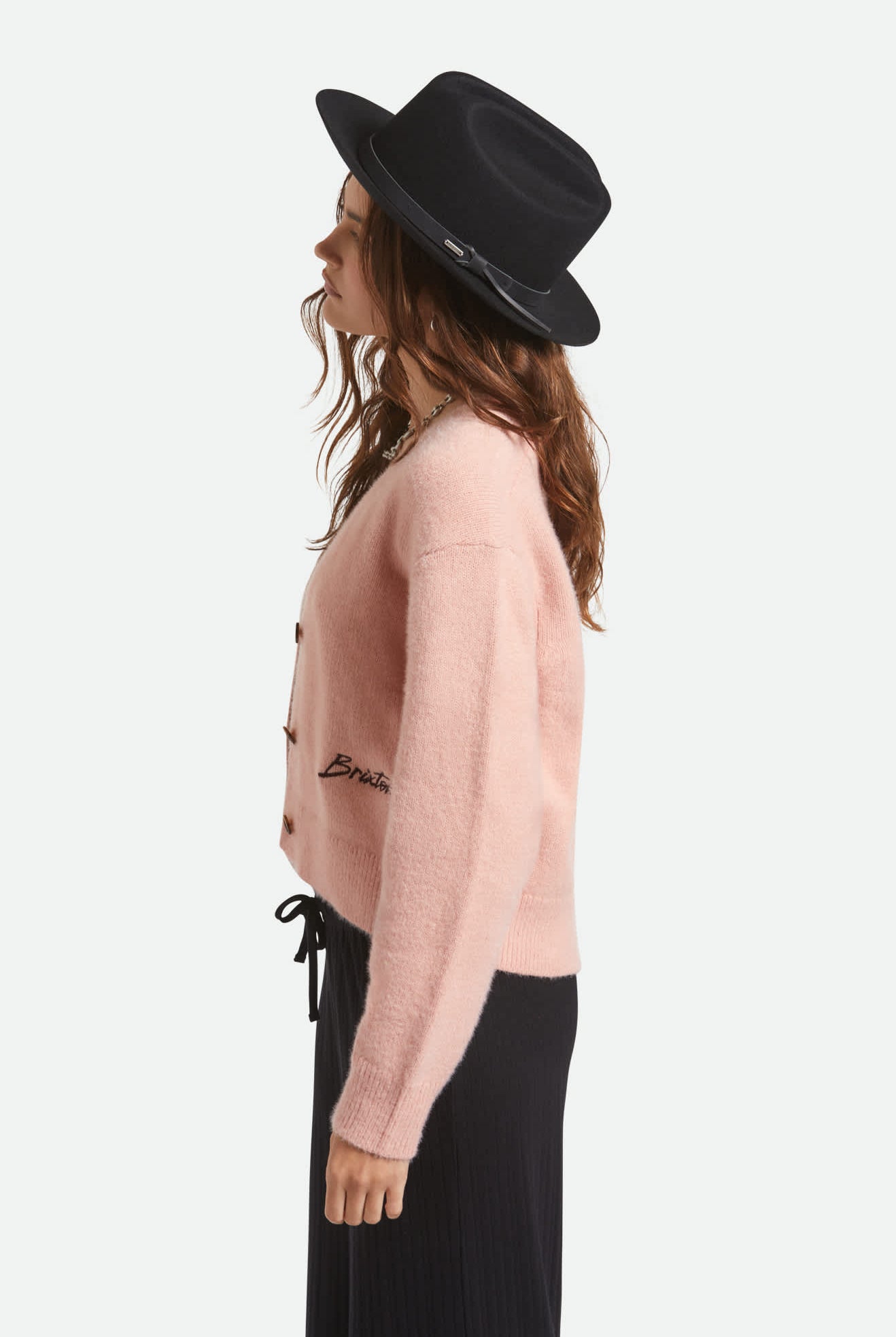 Unisex Hitch Ranch Fedora in the color Black/Black - Women's Side View