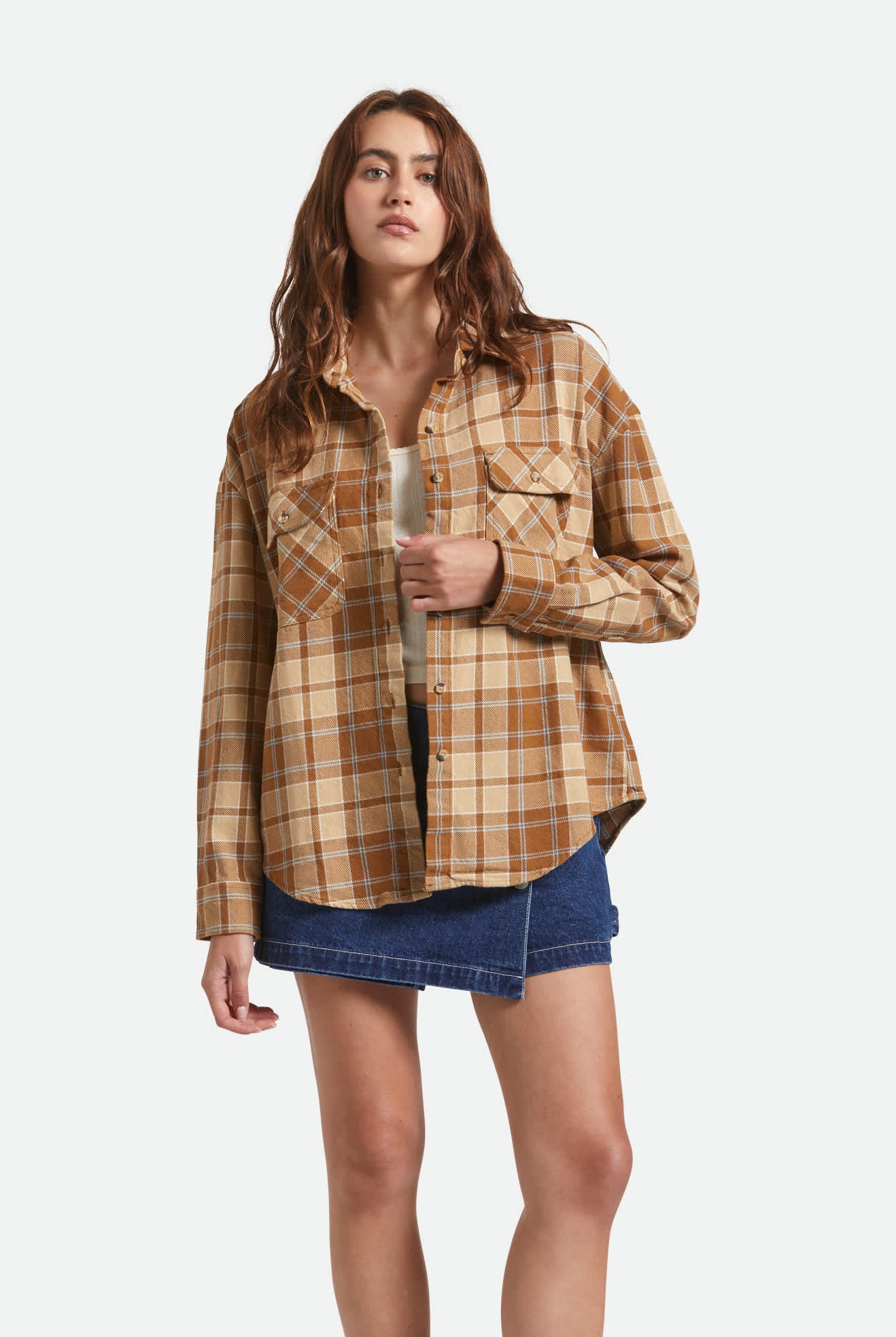 Women's Bowery Vintage L/S Overshirt in the color Washed Copper - Women's Front View