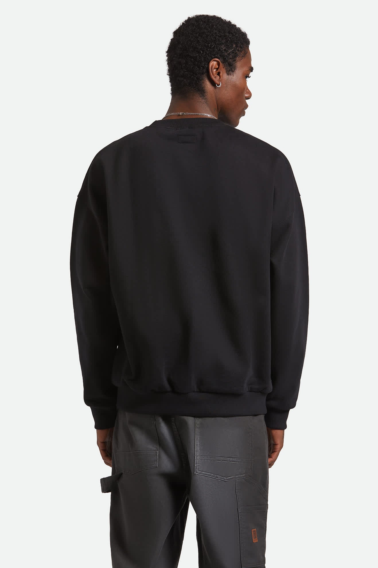 Men's Embroidered Heavyweight Oversized Crew in the color Black - Men's Back View