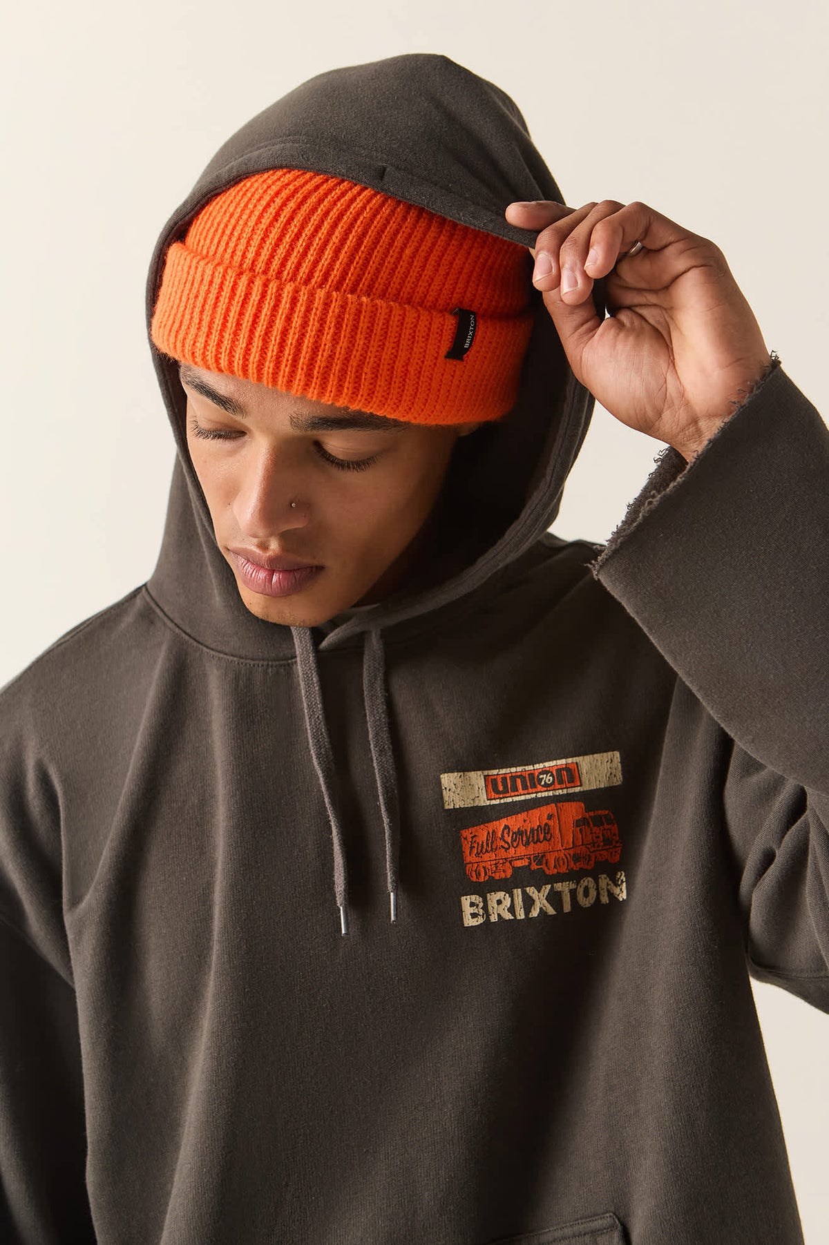 Men's 76 Chopped Hoodie in the color Washed Black - Additional Fit image