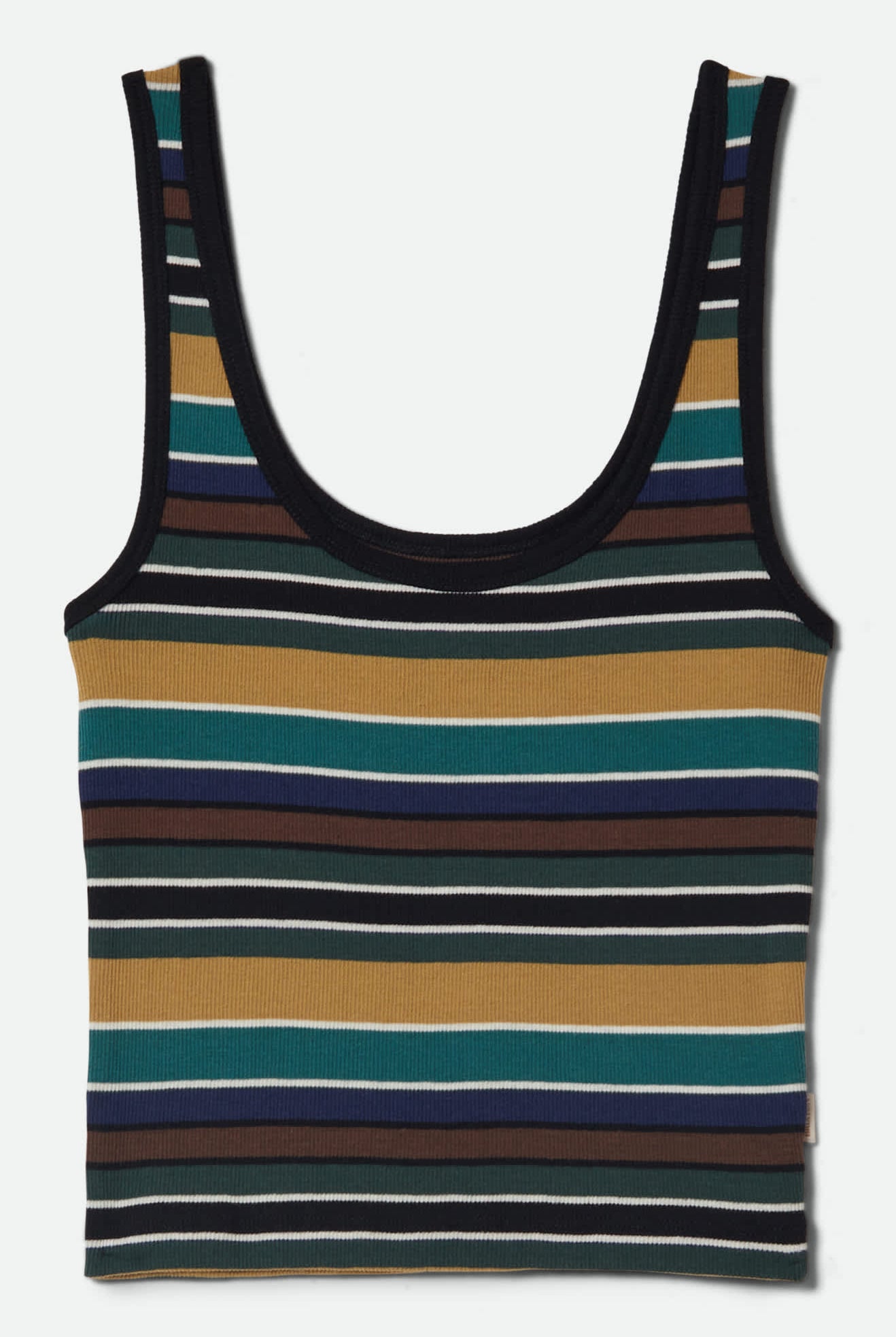Women's Ringer Organic A-Tank in the color Multi Retro Stripe - Front Product View