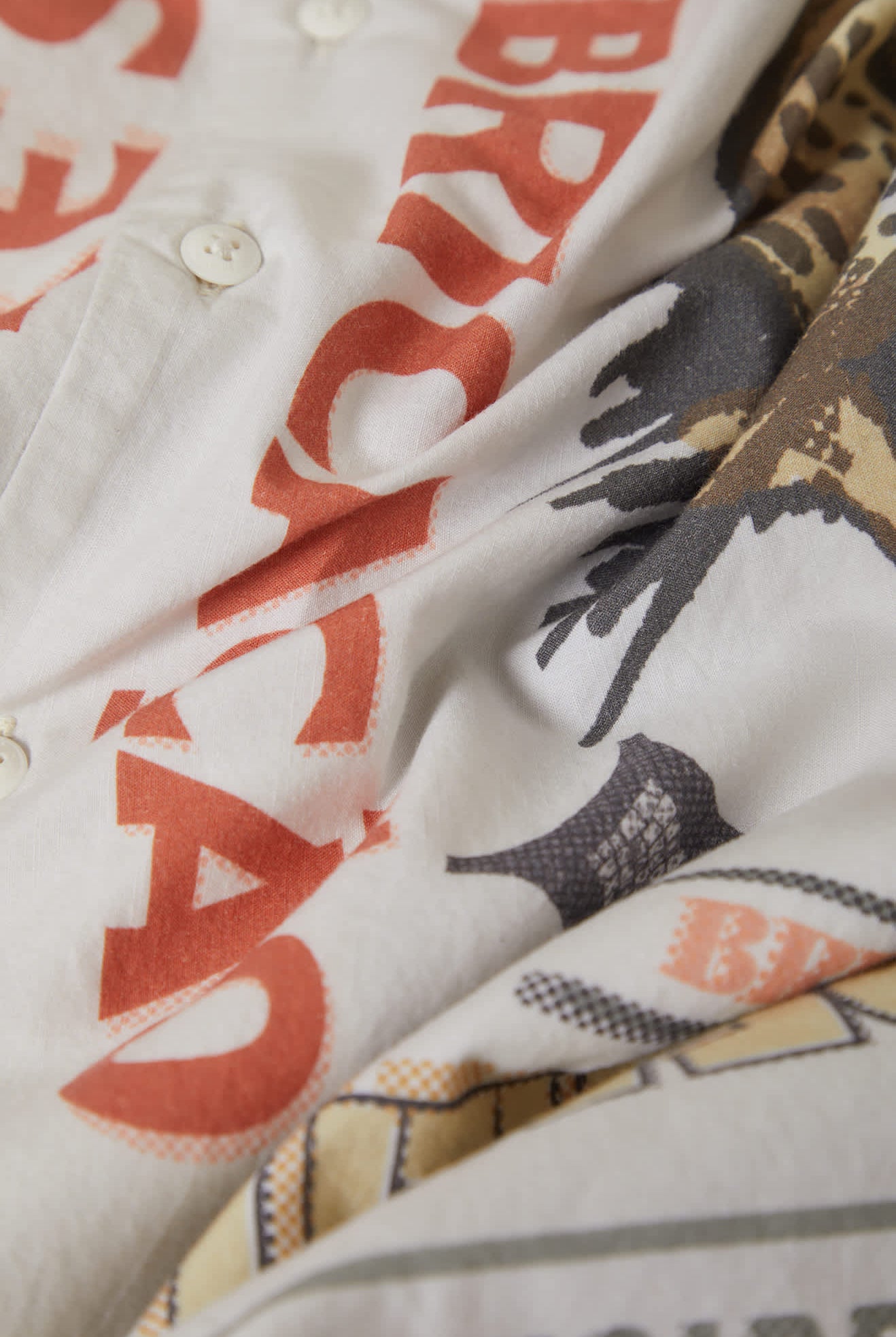 Men's Bunker Twisted Stripe Short Sleeve Camp Collar Shirt in the color Lost In Reality Print - Additional Laydown image