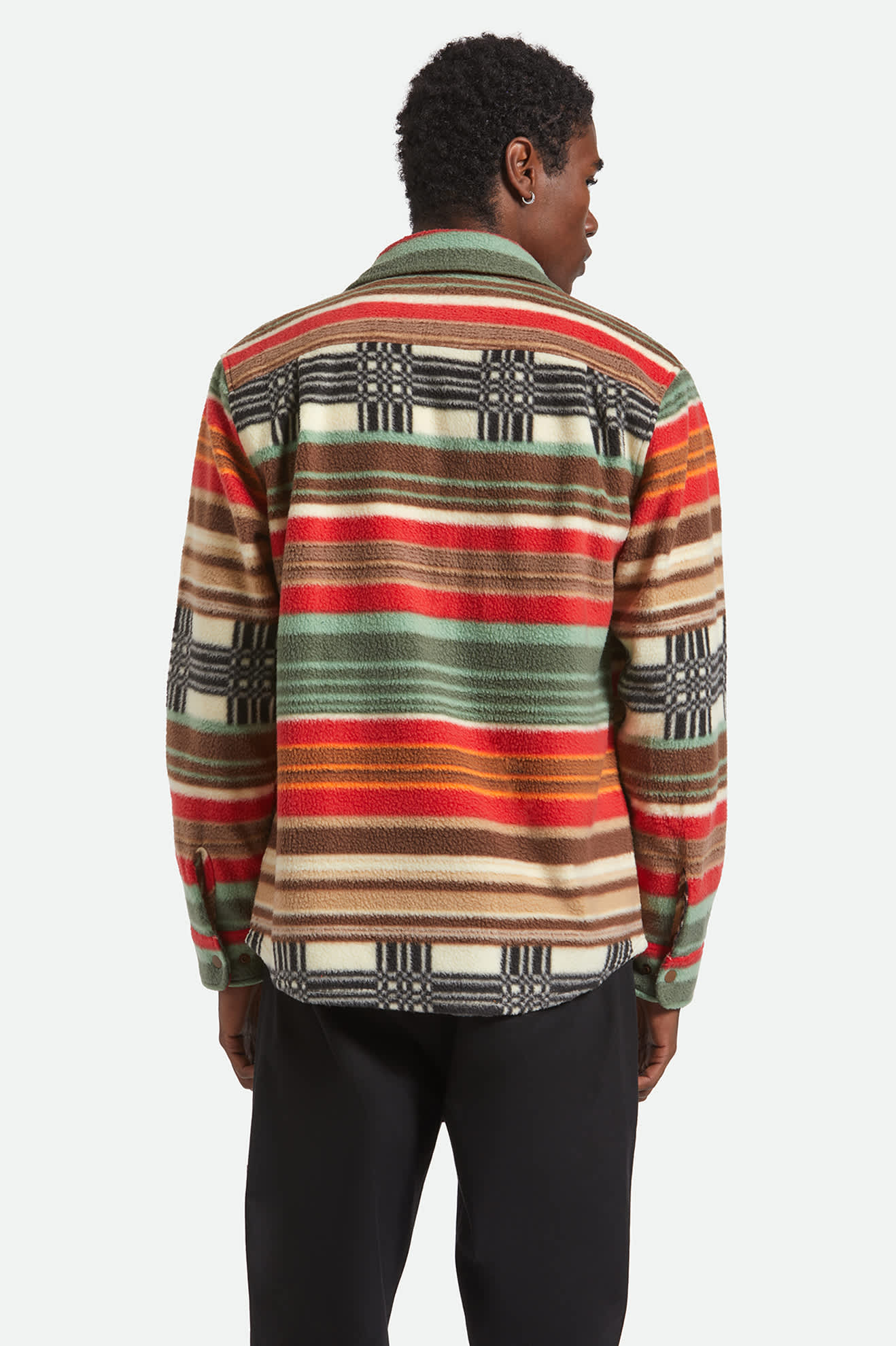 Men's Bowery Arctic Stretch Fleece in the color Multi Blanket Stripe - Men's Back View