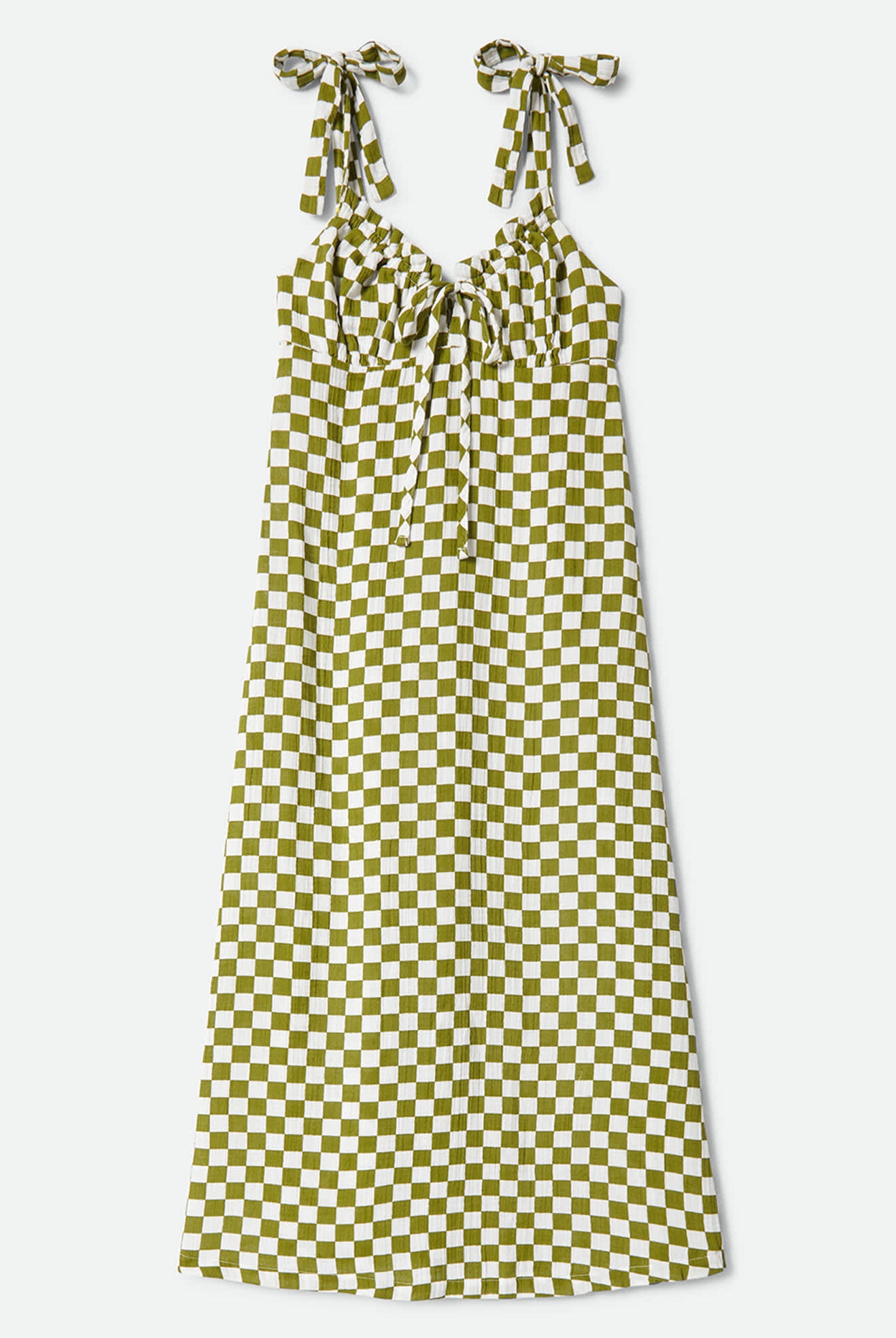 Women's The Tie Dress in the color Sublime Green Checkerboard - Front Product View
