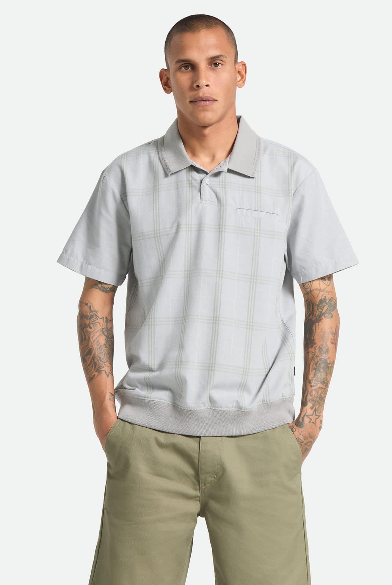 Men's Trolly Jacquard Weekend Short Sleeve Polo in the color Blue Aura - Men's Front View
