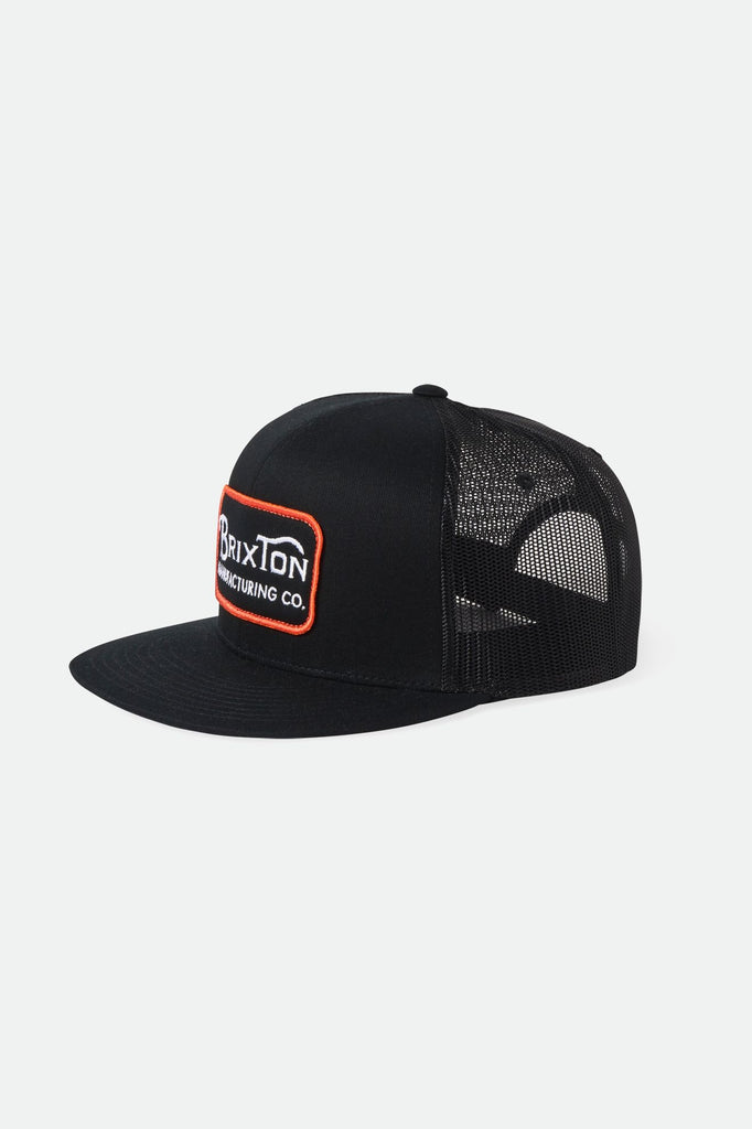 Brixton Men's Grade HP Trucker Hat - Black/Orange/White | Profile