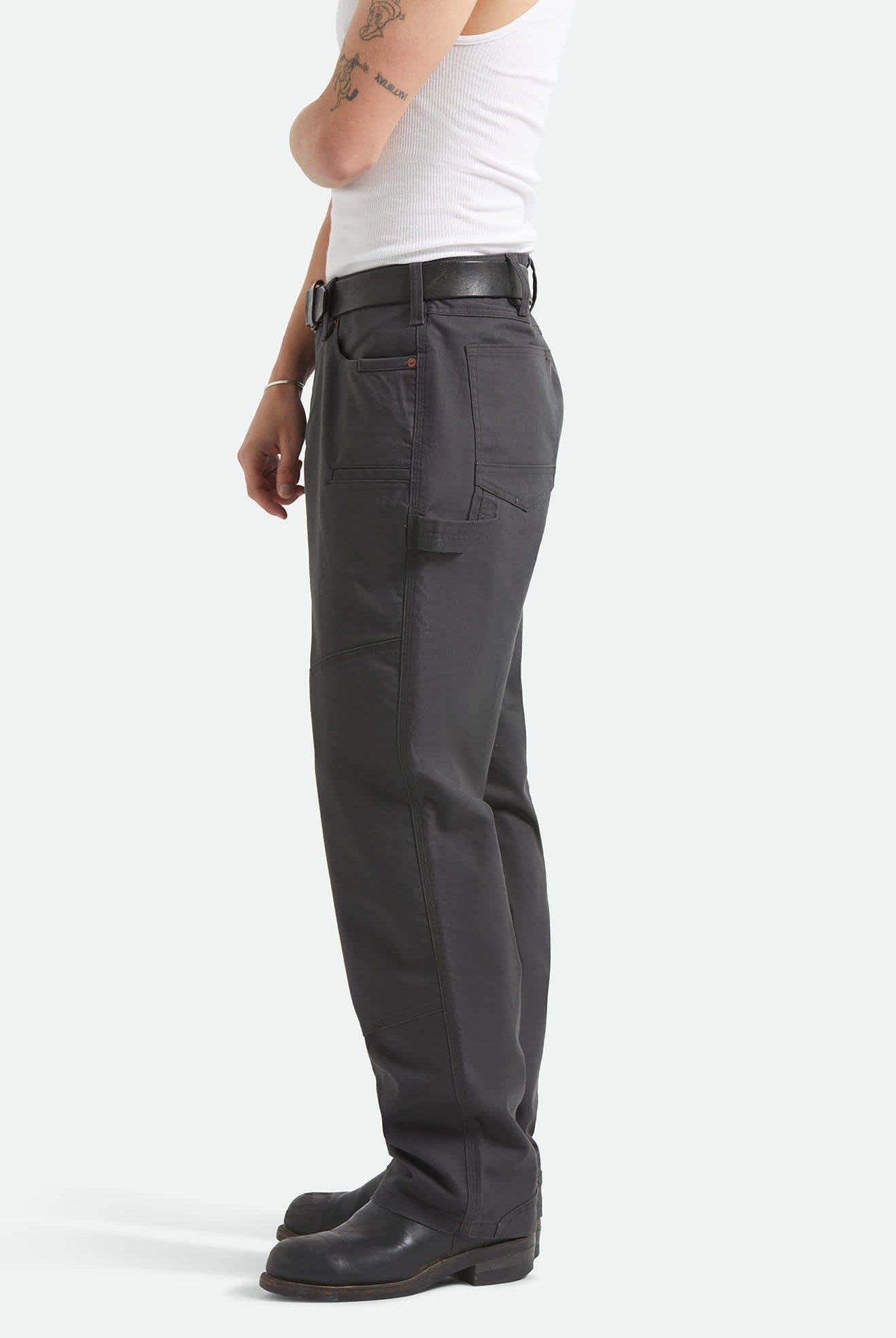 Men's Builders Carpenter Stretch Pant in the color Washed Black - Men's Side View